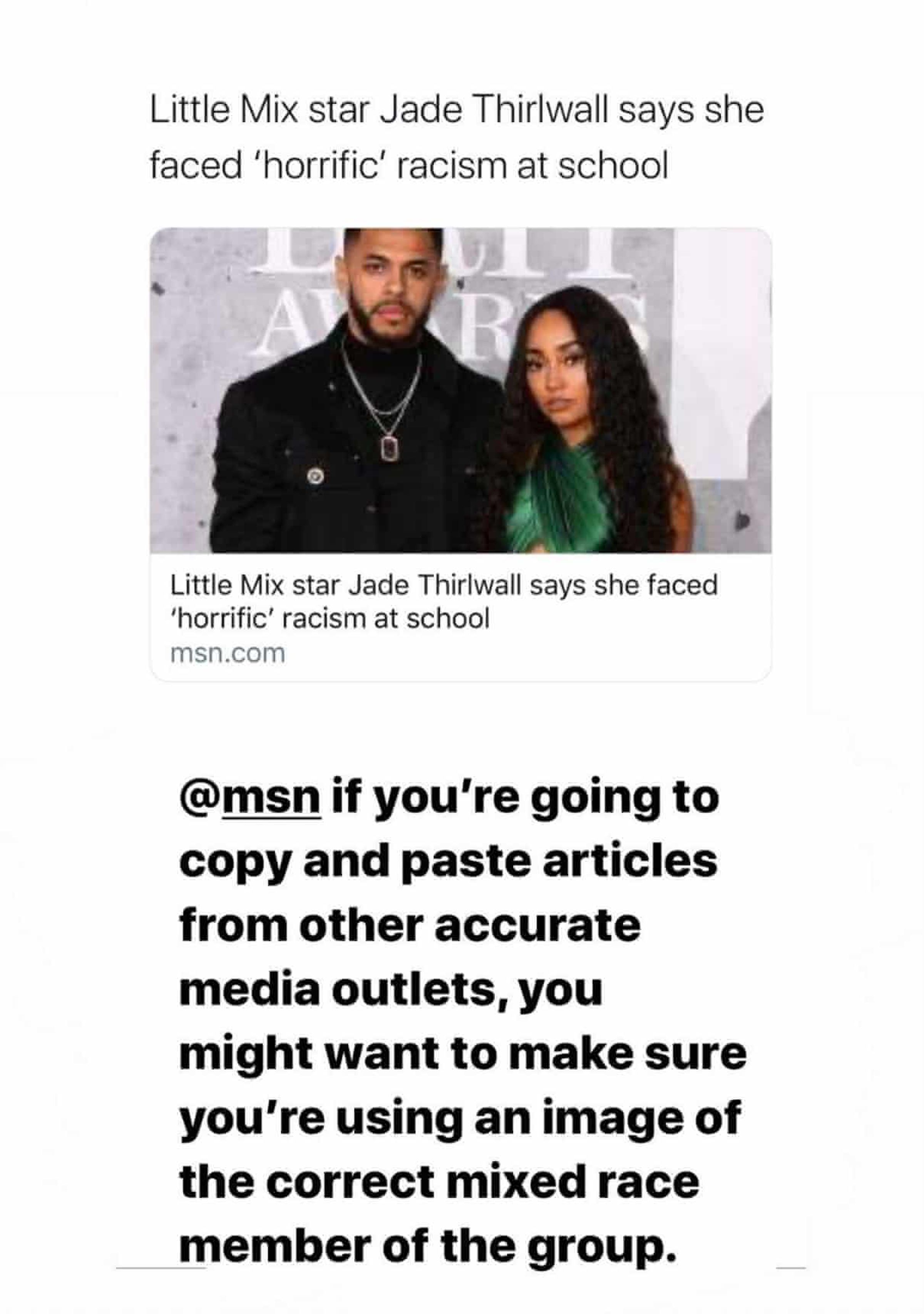 Thirlwall called on MSN on her Instagram story, saying “this shit happens to @leighannepinnock and I ALL THE TIME.”