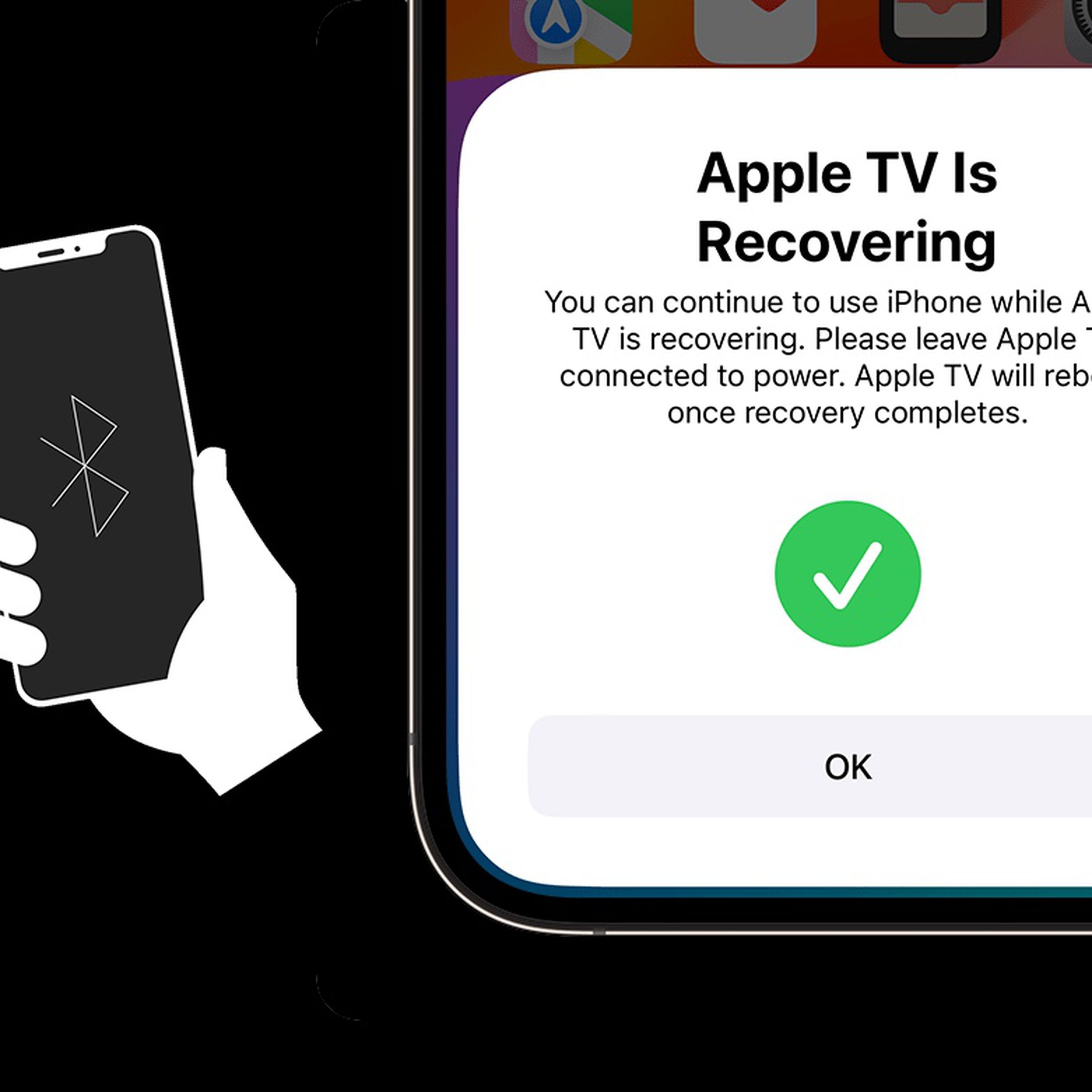 A screenshot of the new ability to restore an Apple TV using an iPhone.