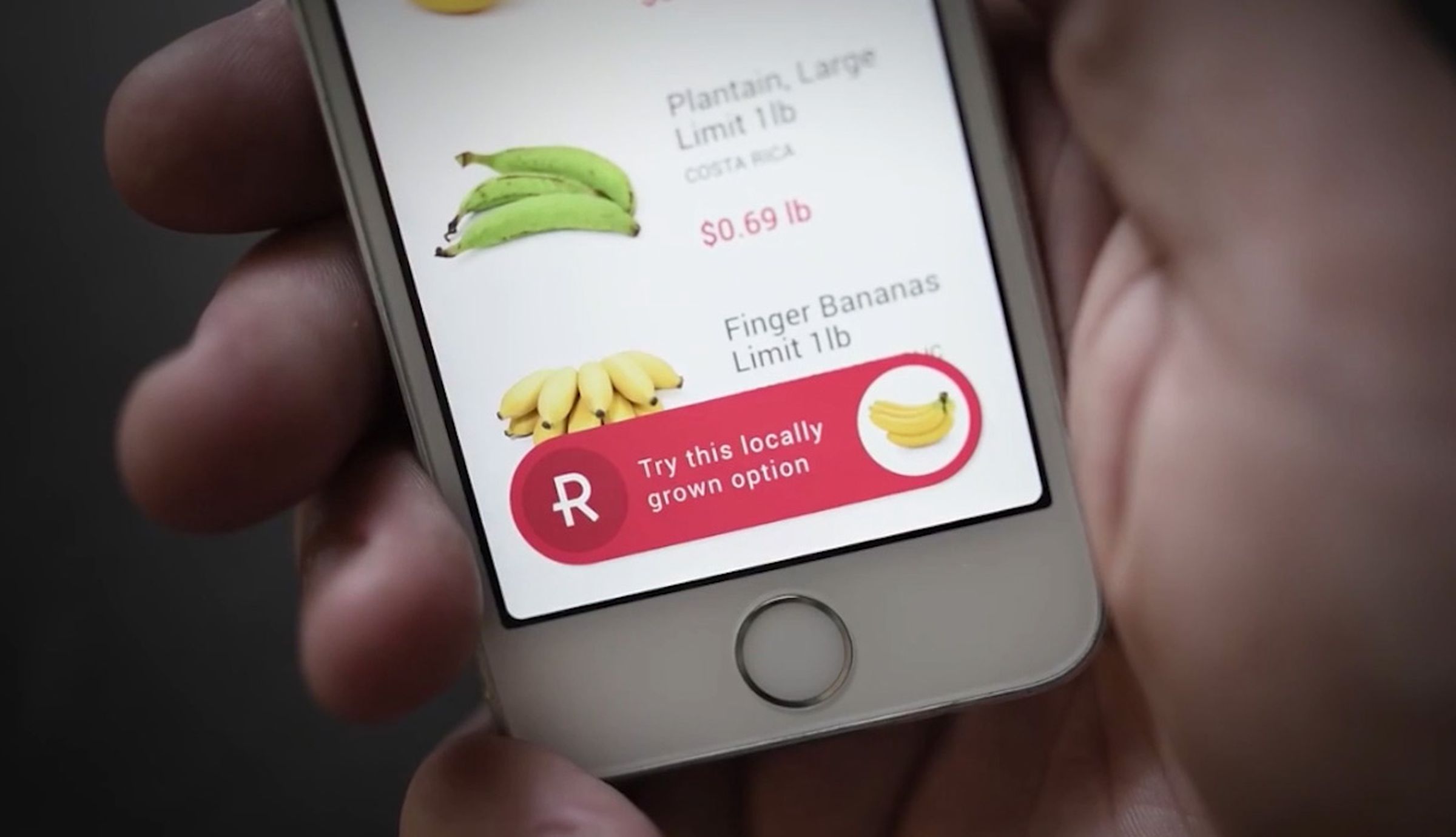 An example of a Google Resolution superimposing itself atop a grocery store’s shopping app, suggesting a choice that aligns with the user’s expressed goal.