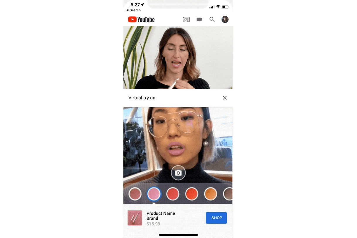 The functionality lets you see how a specific shade of lipstick could look on you.