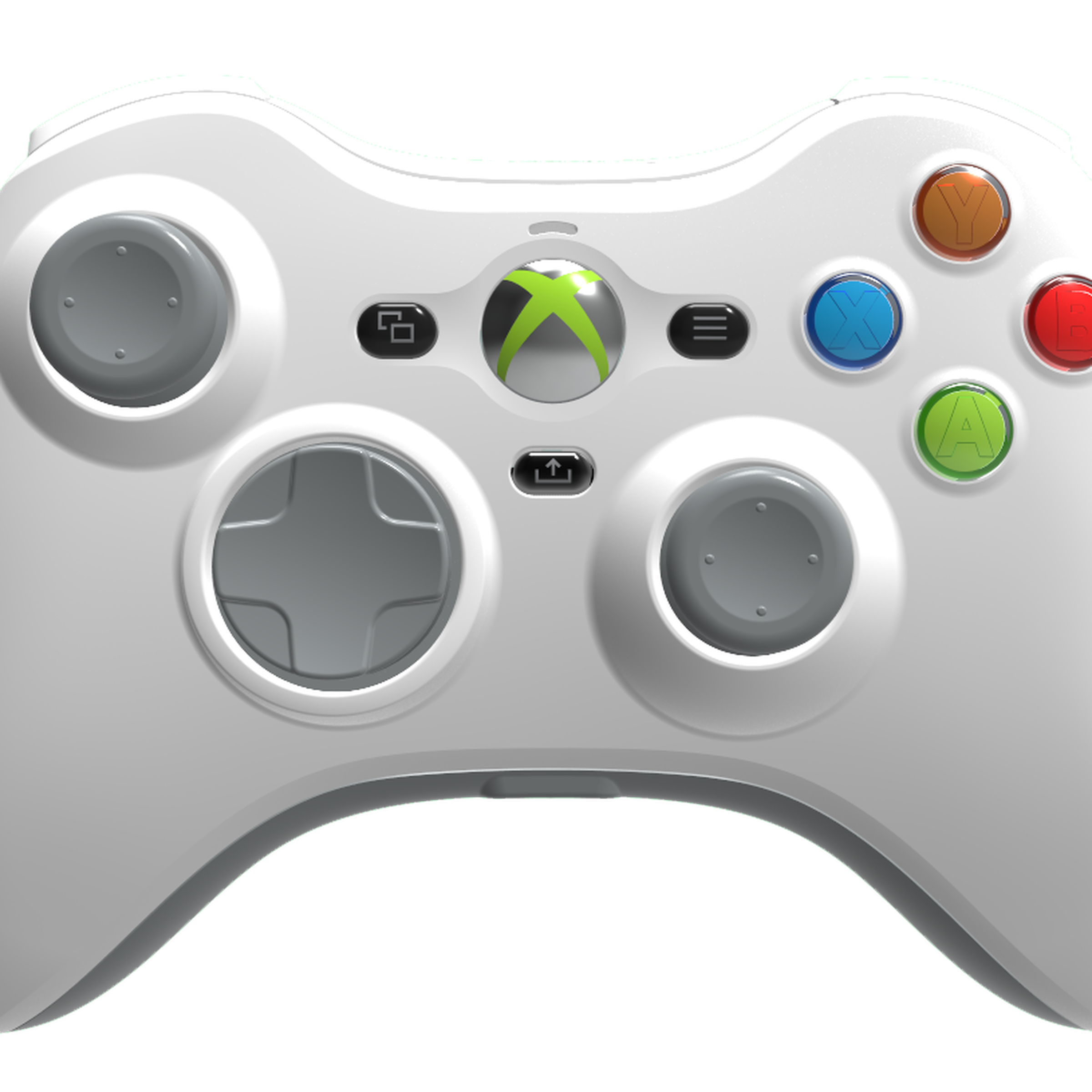 A render of a white Xbox 360 controller.