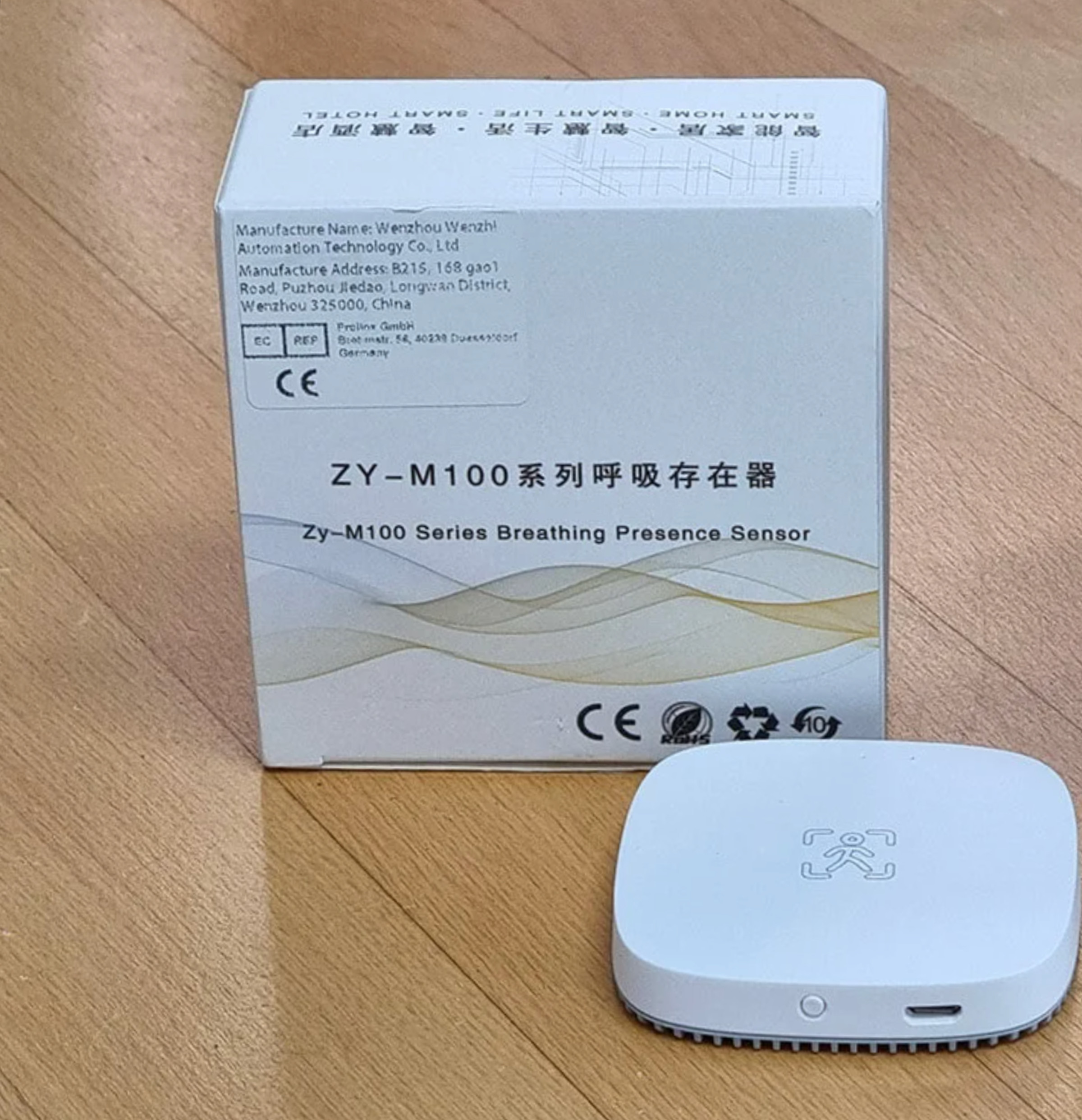 Box and small white sensor.