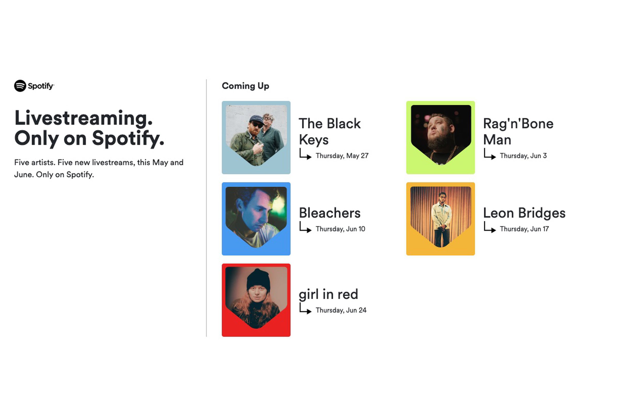 Spotify is hosting virtual, prerecorded concerts starting in May.