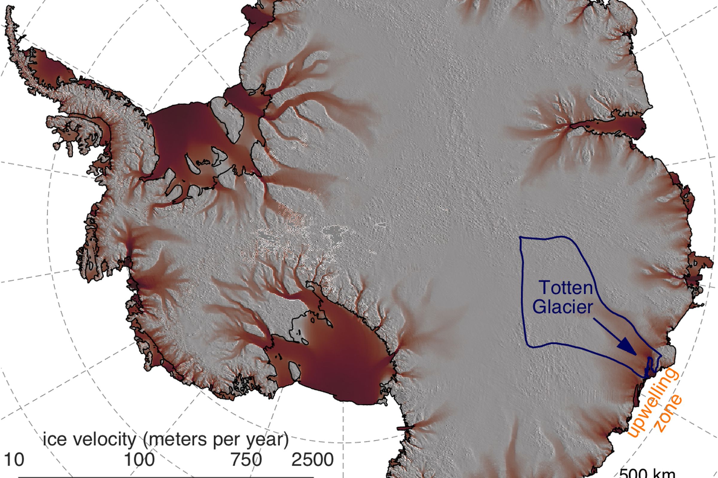 A map of Antarctica shows where Totten Glacier is.