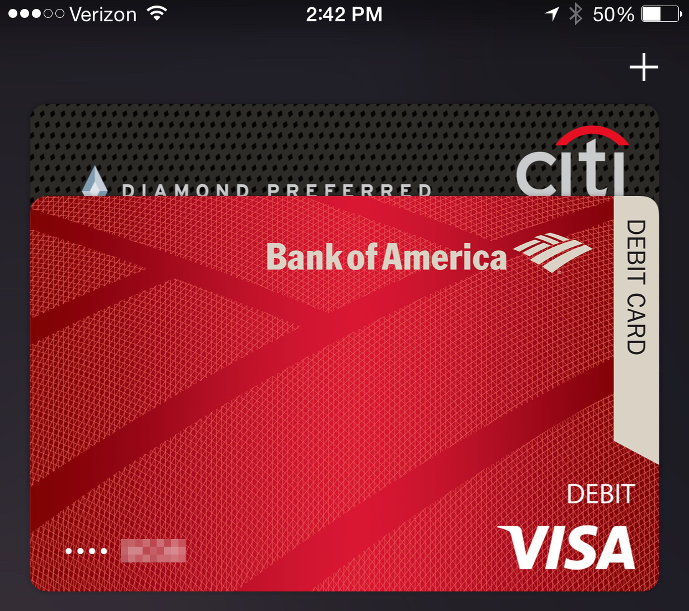 Apple Pay cards view