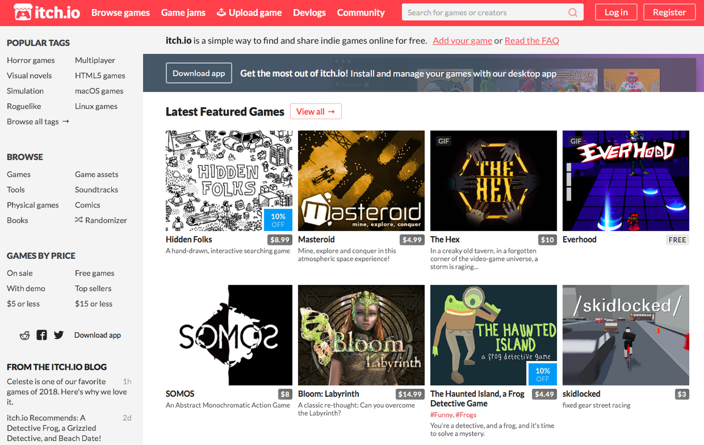 Itchio’s online storefront