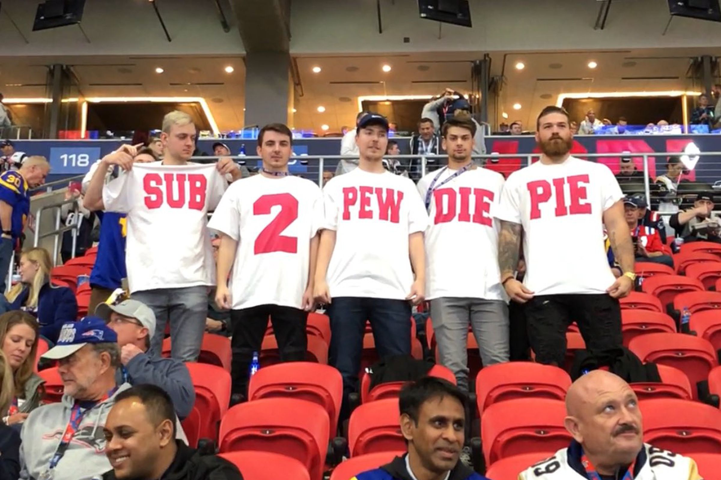 YouTube creator MrBeast and his friends at the Super Bowl. 
