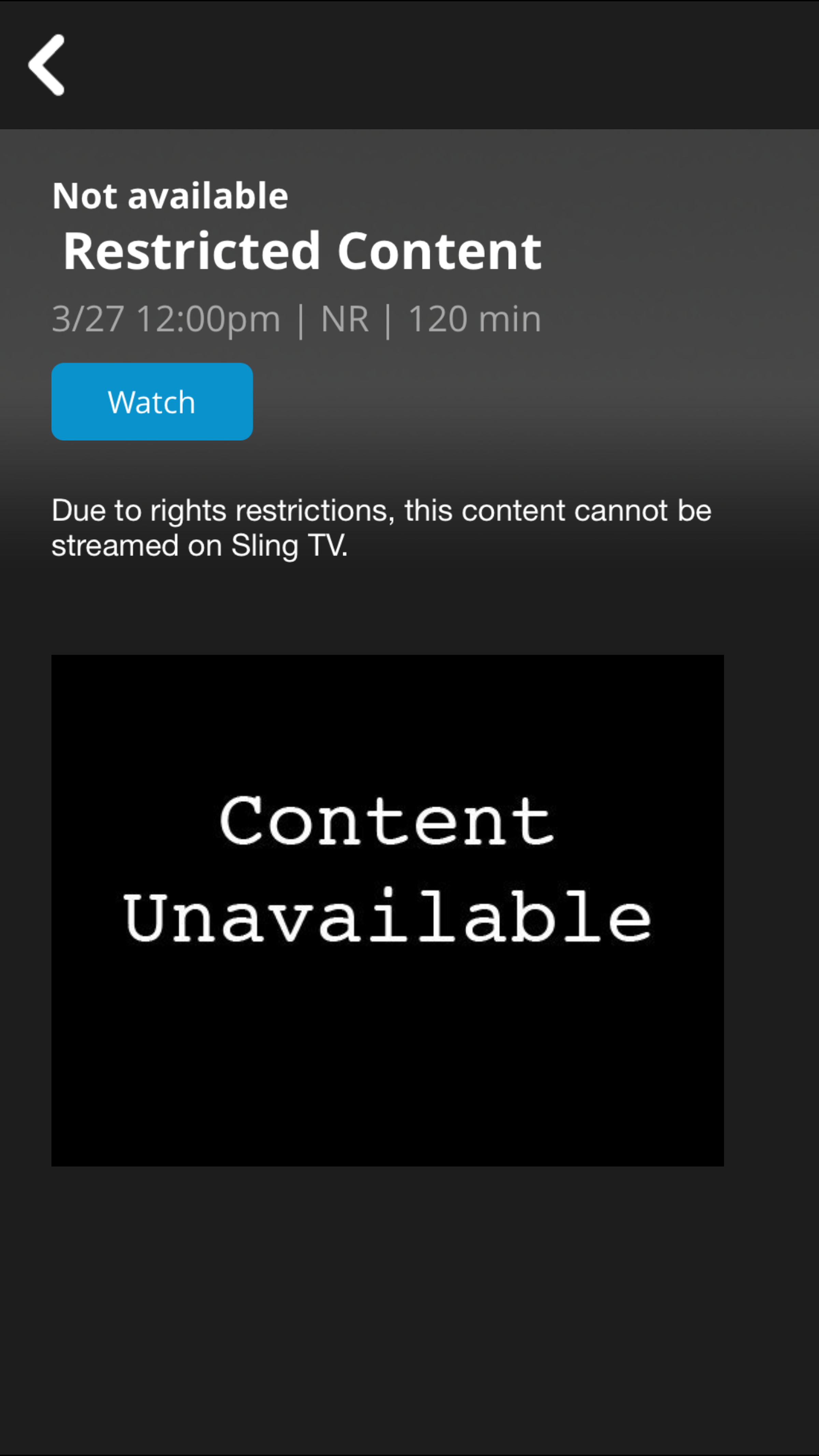Sling TV content unavailable