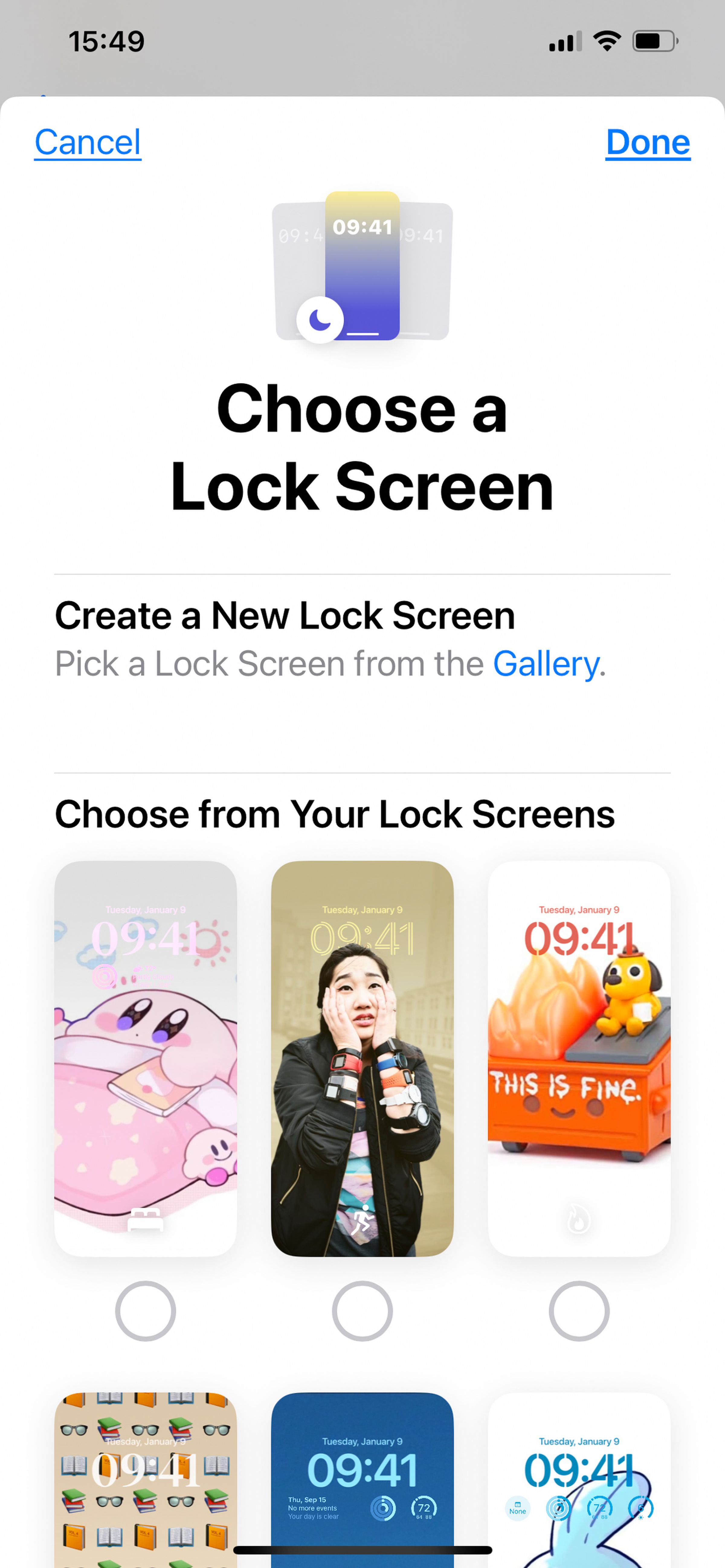 Screenshot of Choose Lock Screen page