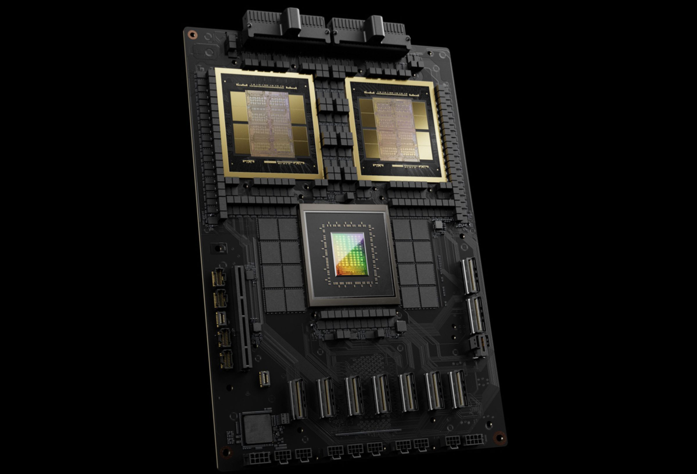 Here’s what one GB200 looks like. Two GPUs, one CPU, one board.