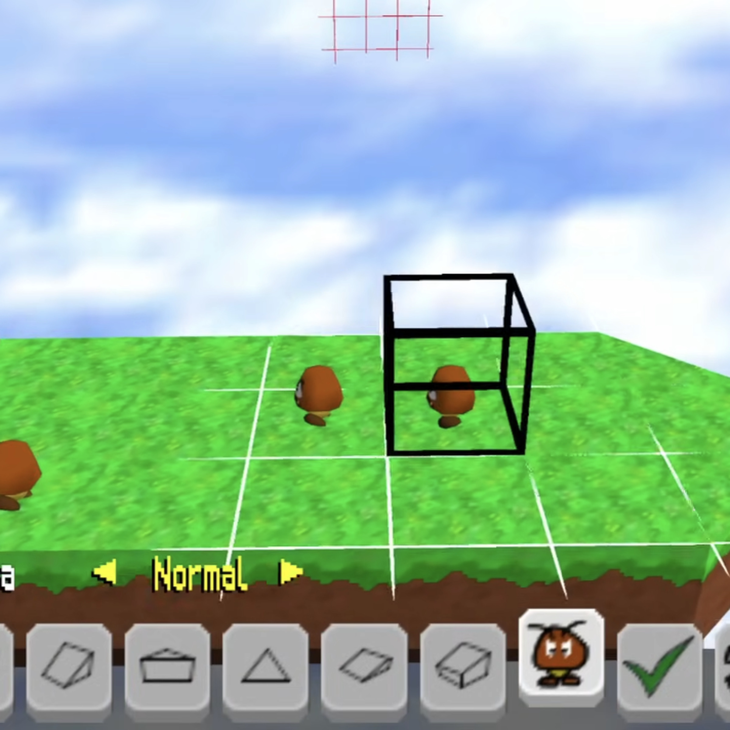 Screenshot showing the interface for placing objects in Mario Builder 64.