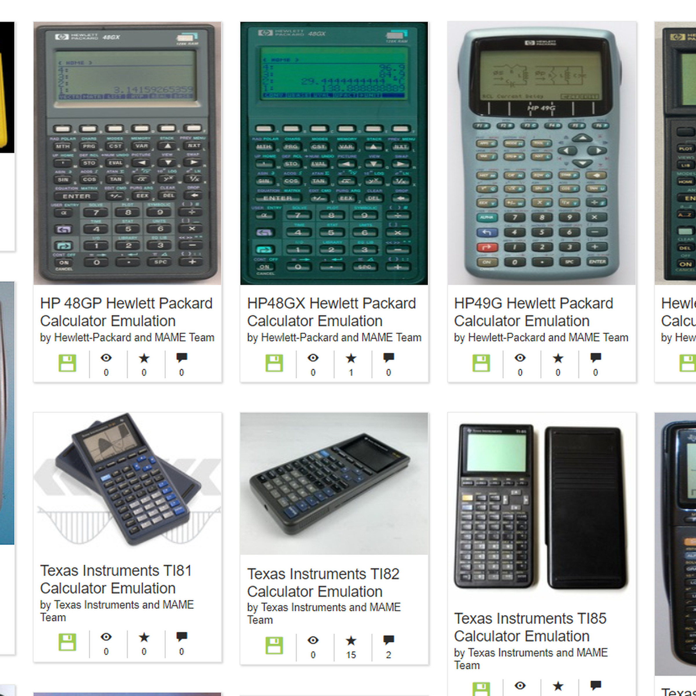 An image showing the Calculator Drawer on Internet Archive