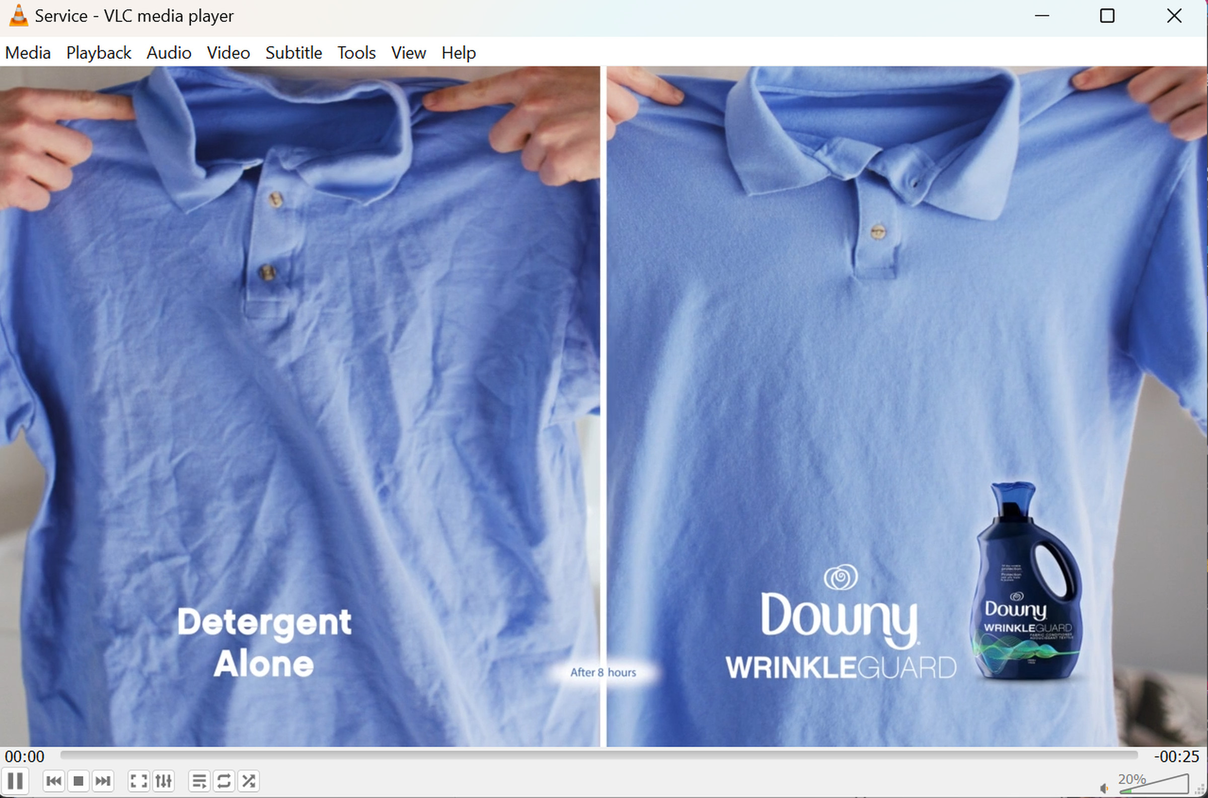 An image of a Downy ad being played in VLC.