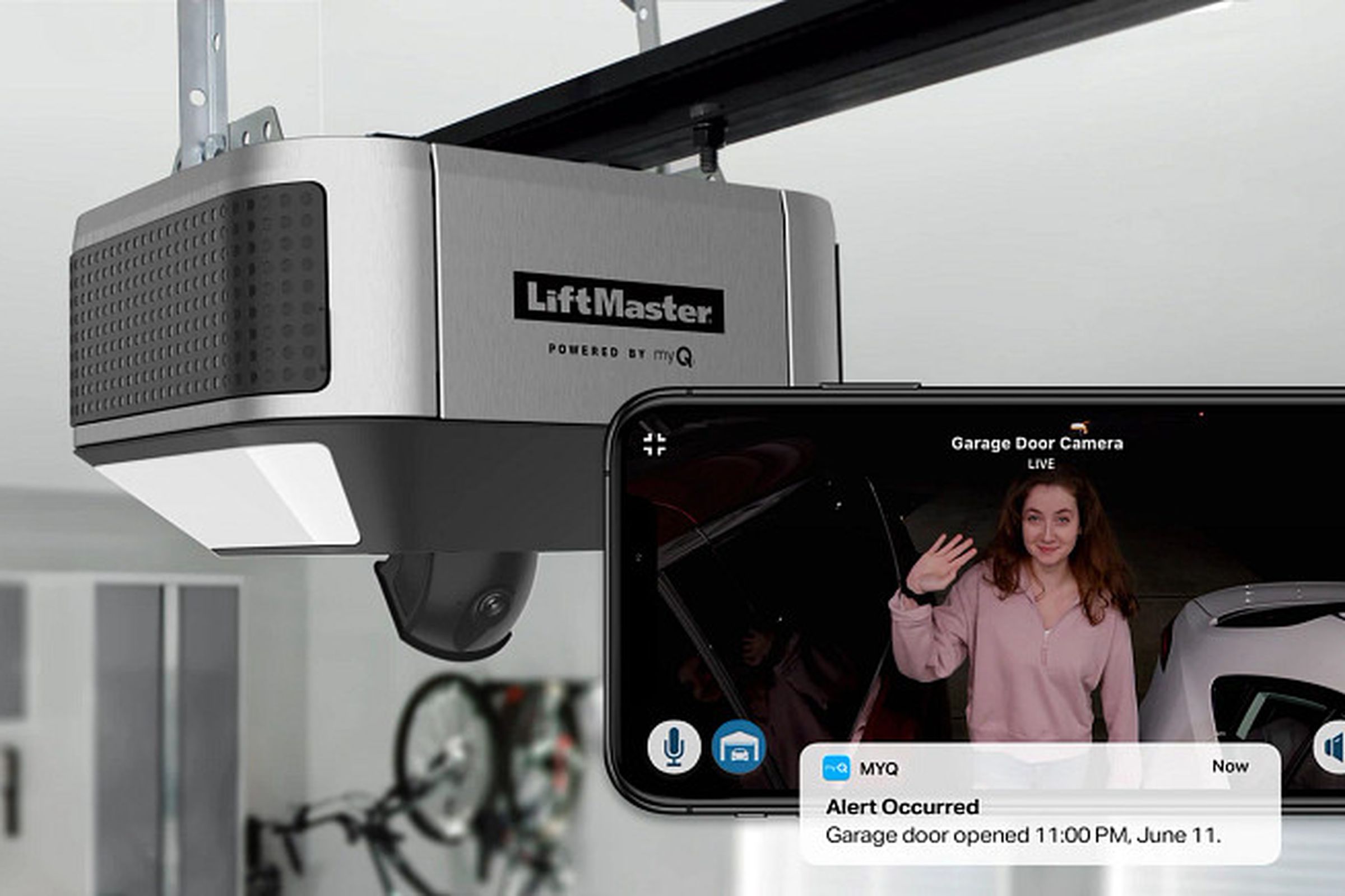 The Home Bridge Hub has been discontinued. It was designed to connect Liftmaster and Chamberlain smart garage door openers with myQ technology — such as this Liftmaster Secure View opener — to Apple’s HomeKit platform.