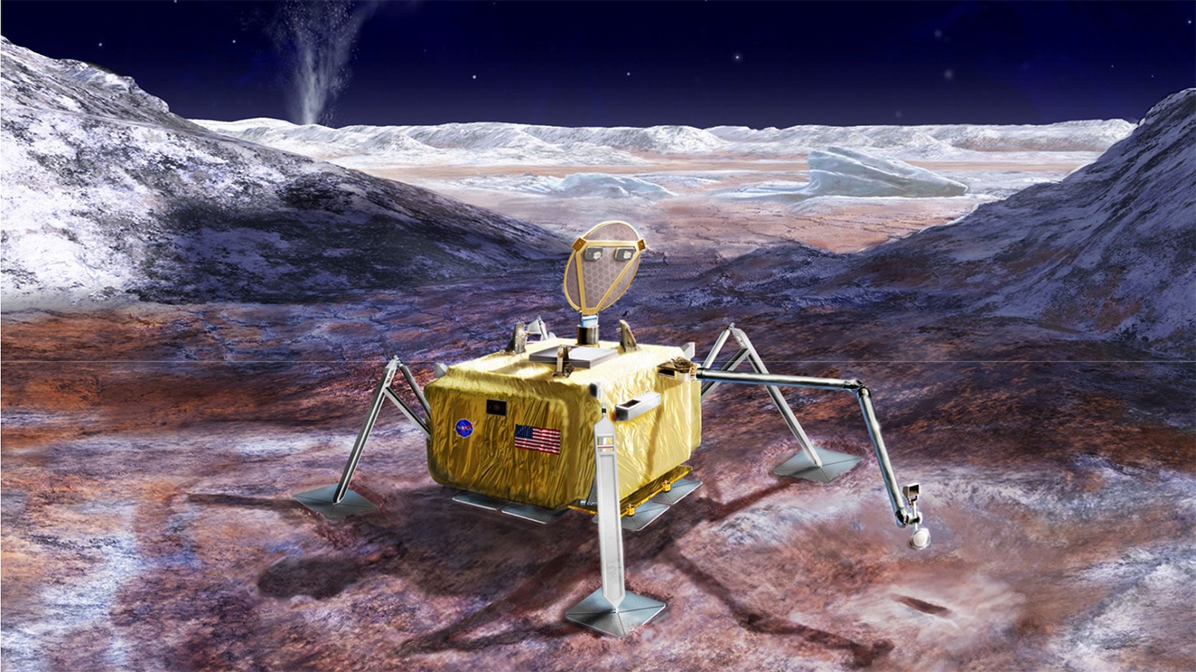 An artistic illustration of what a Europa lander could look like