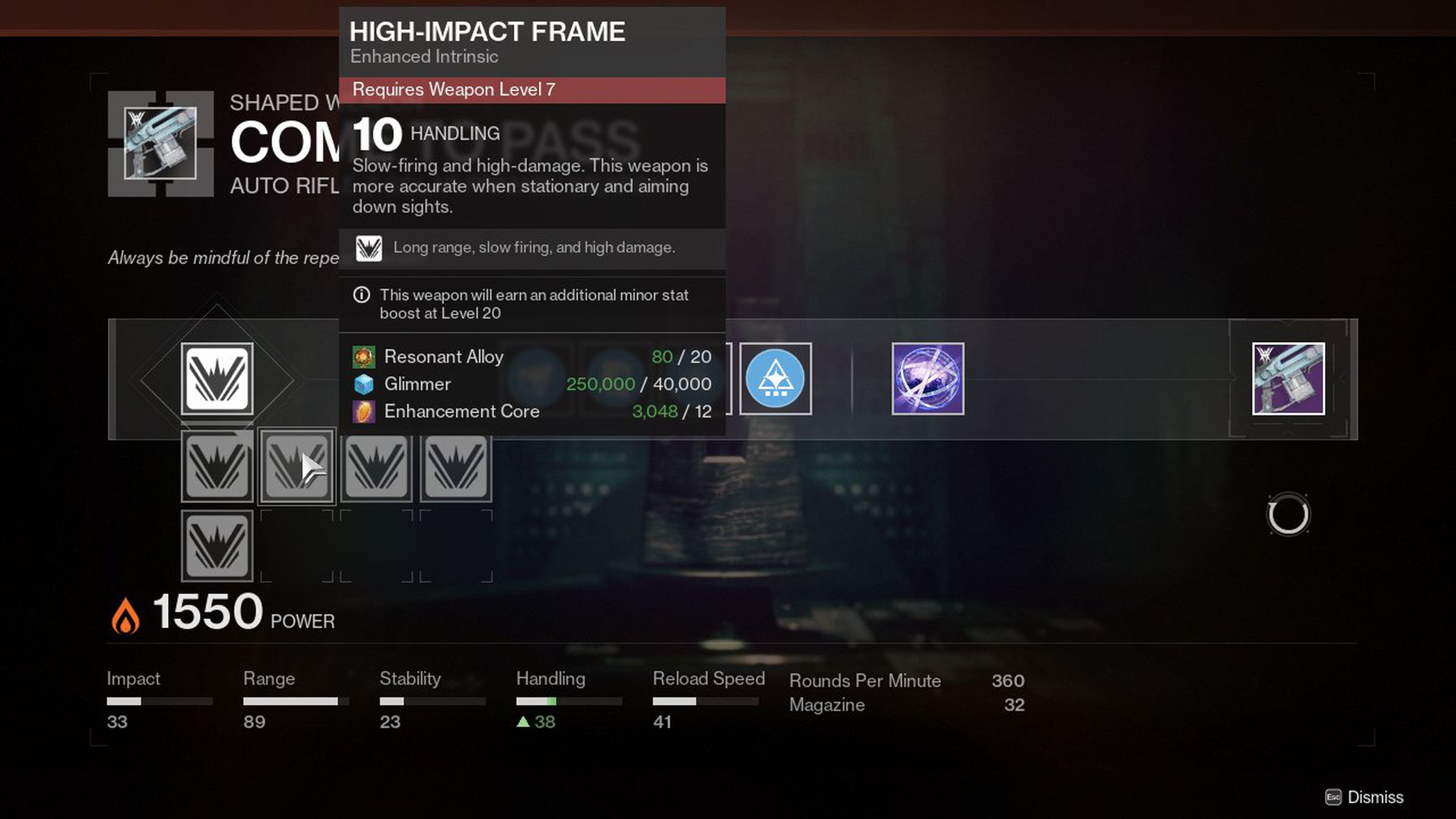 Weapon crafting includes custom frames.