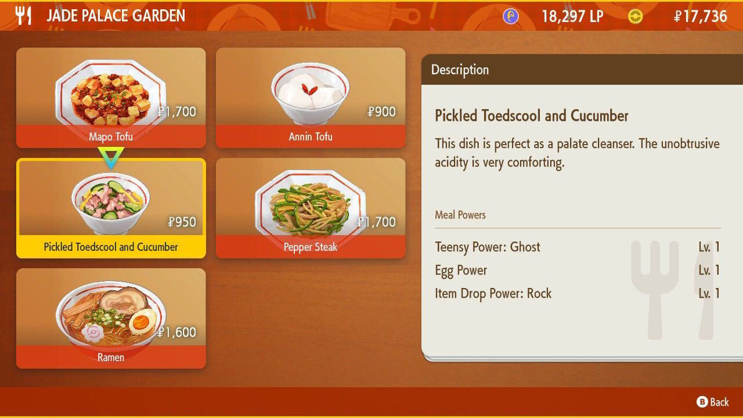 Jade Palace Garden’s menu including Picked Toedscool and Cucumbers.