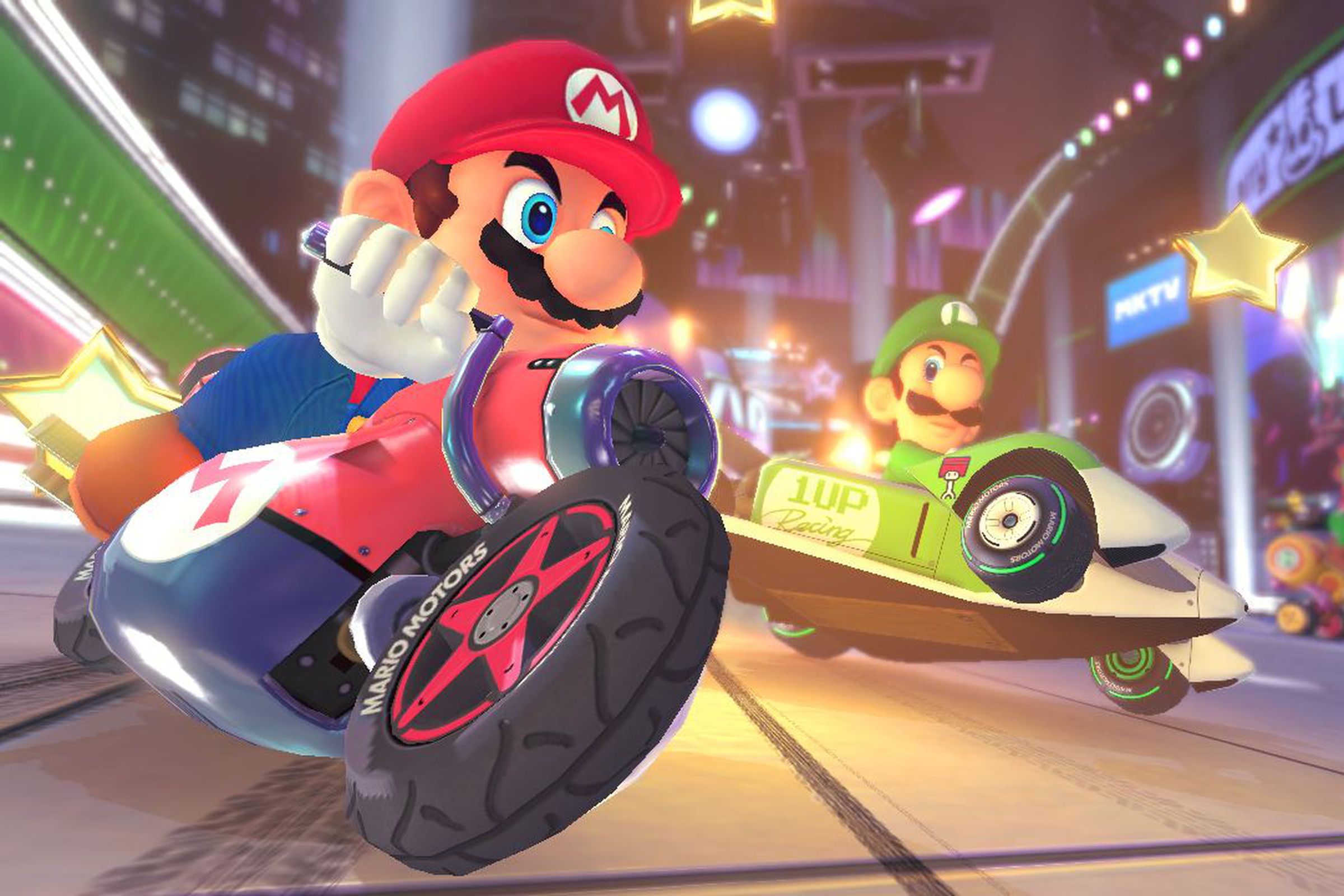 A screenshot from Mario Kart 8.