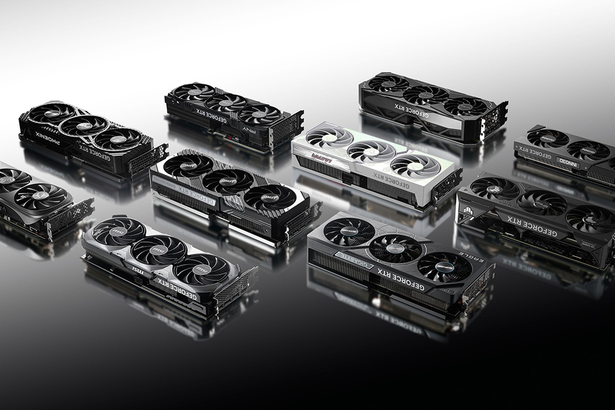 A range of Nvidia RTX 4070 Ti cards