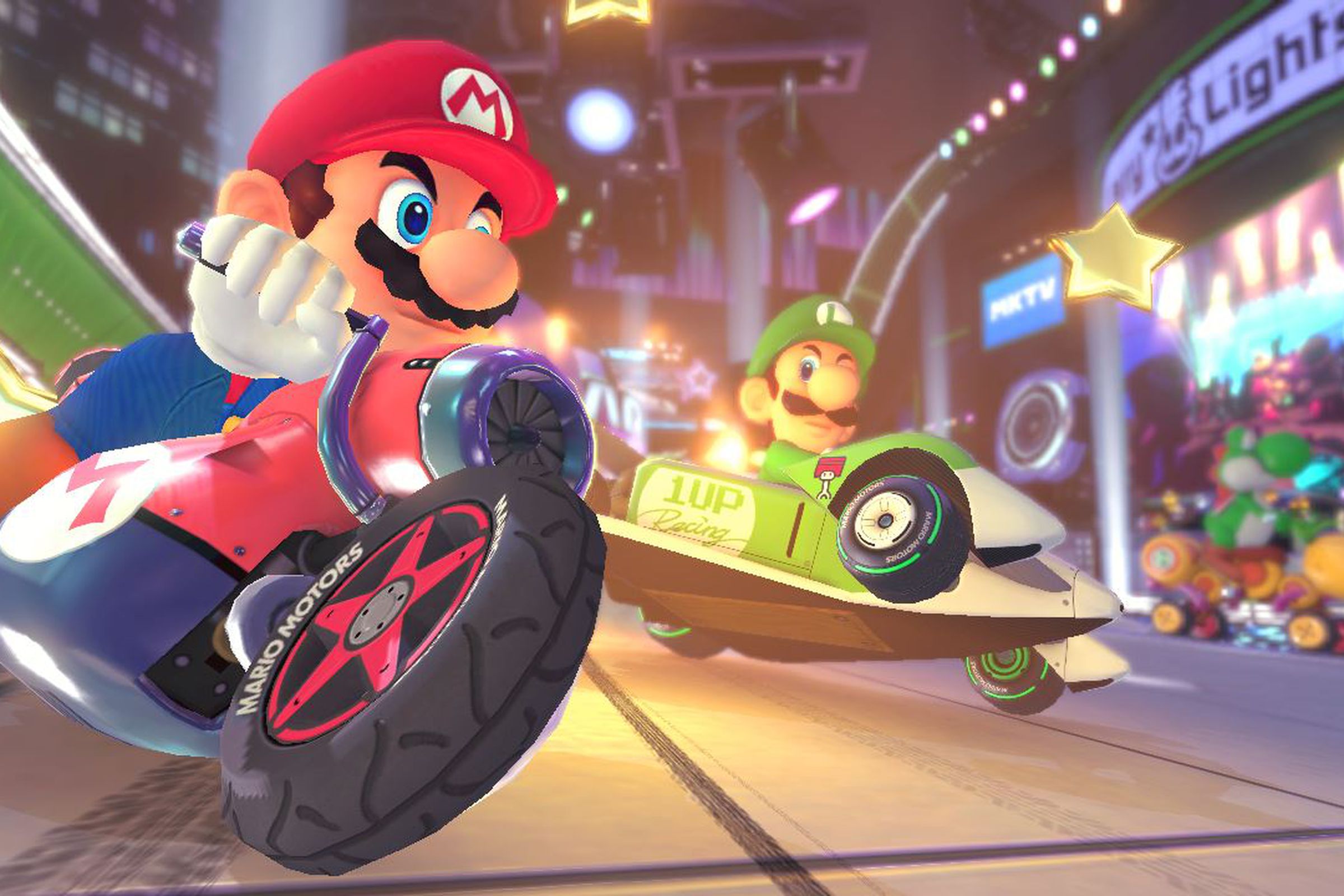 A screenshot from Mario Kart 8.