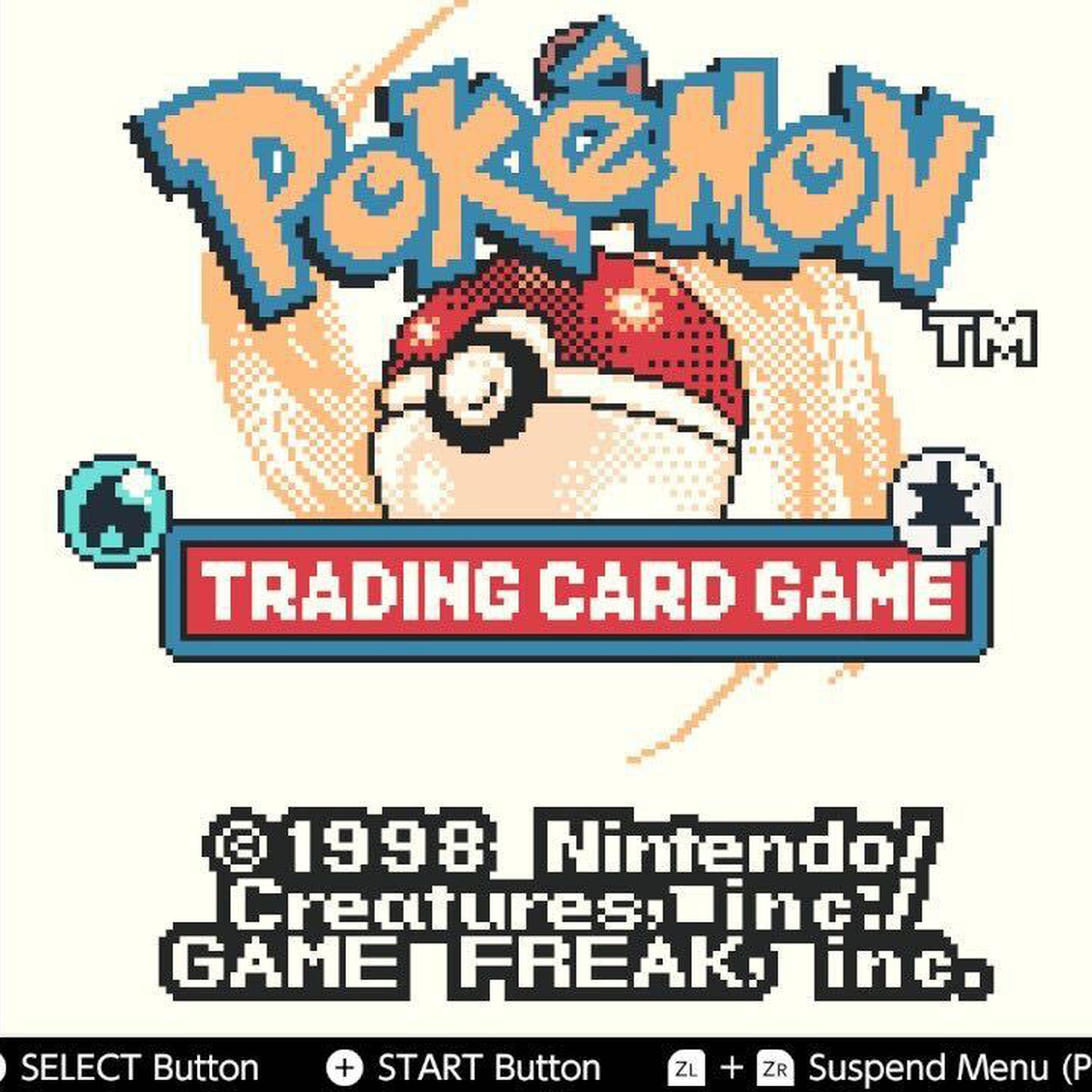 Screenshot featuring the start screen of Pokemon Trading Card Game on the Nintendo Switch Online subscription service