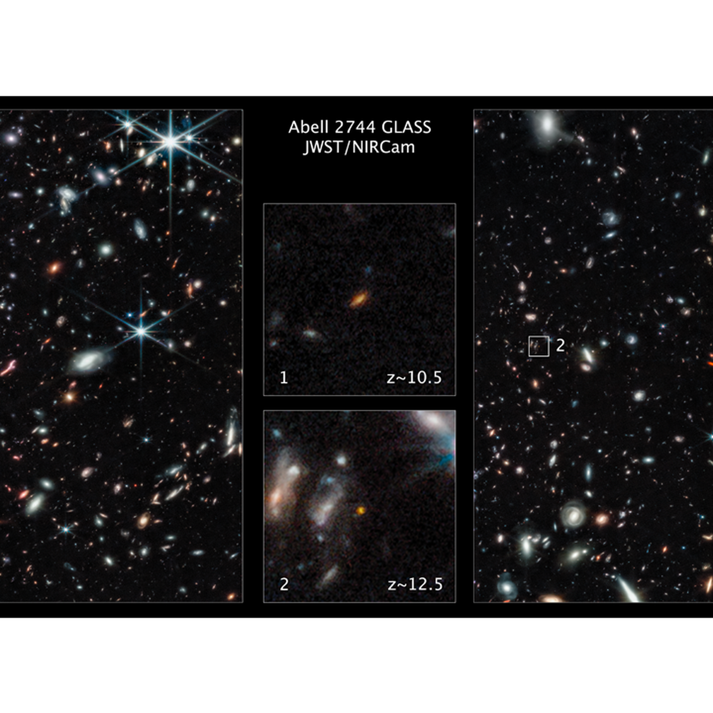 Pictures of distant galaxies taken by JWST 