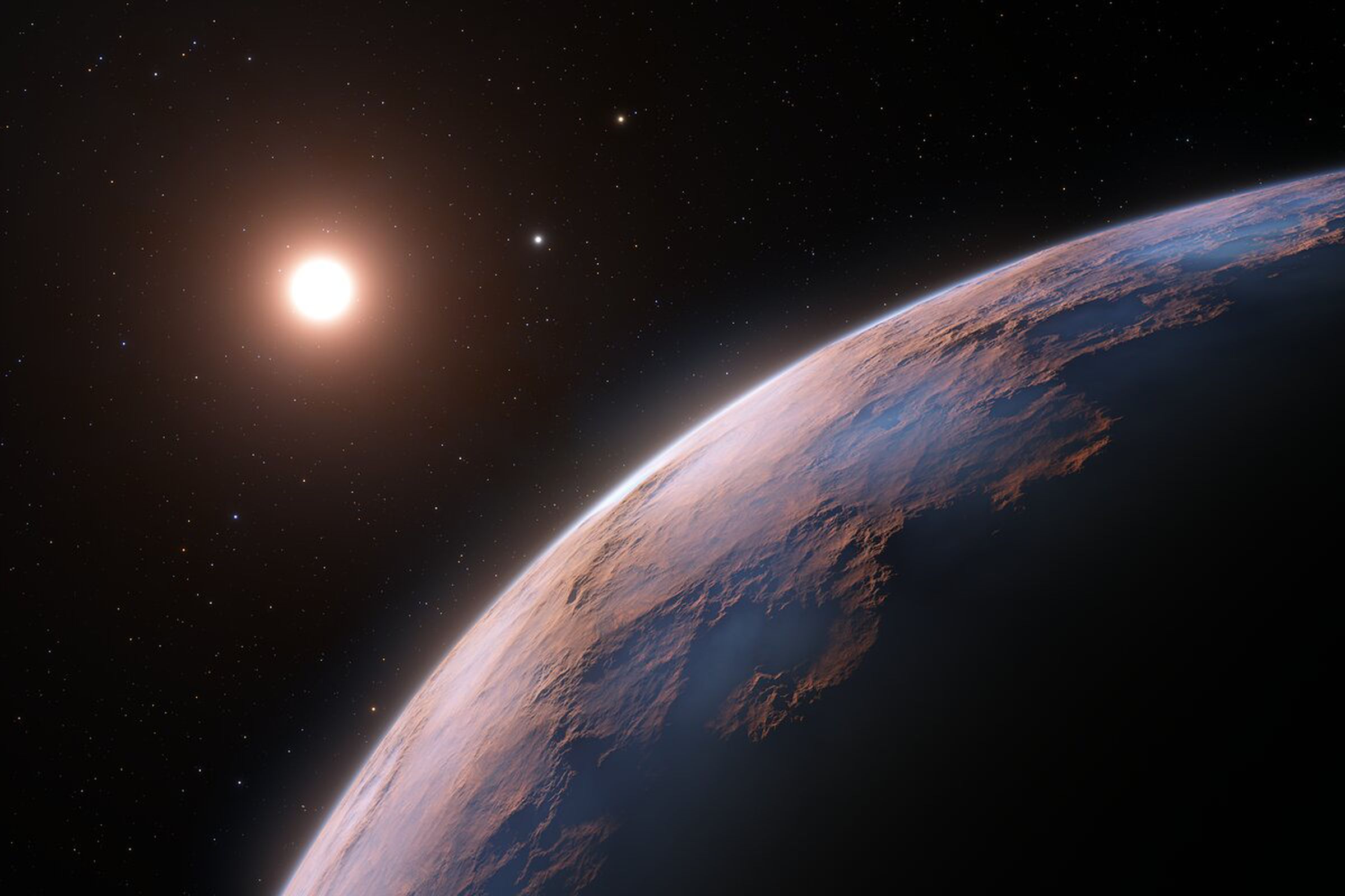 An artistic rendering of Proxima d, a likely exoplanet around Proxima Centauri.
