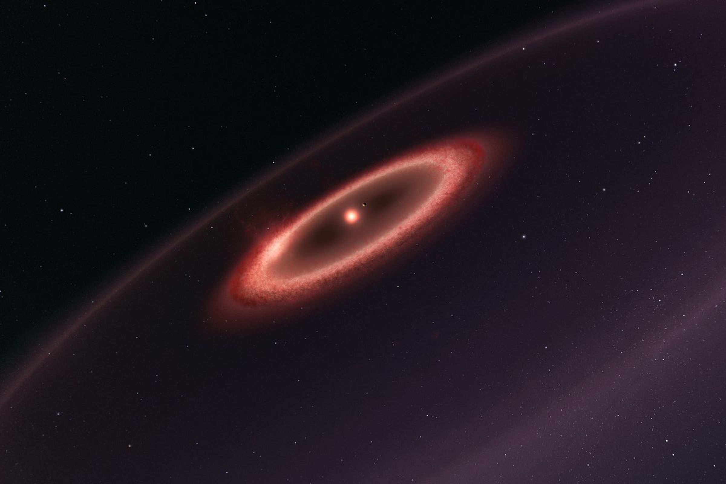 An artist rendering of the dust bands around Proxima Centauri