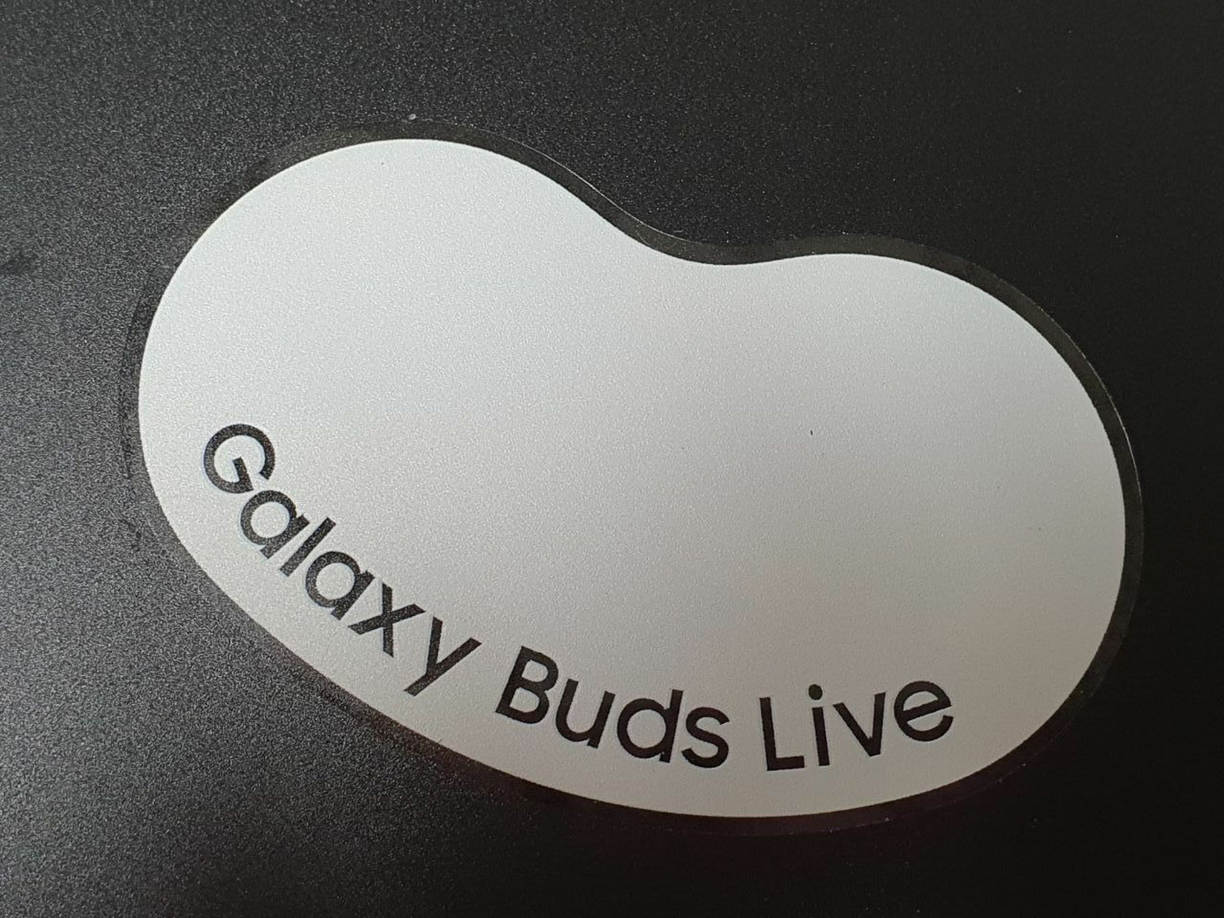 The Galaxy Buds Live design team had these stickers made to celebrate the finished product.