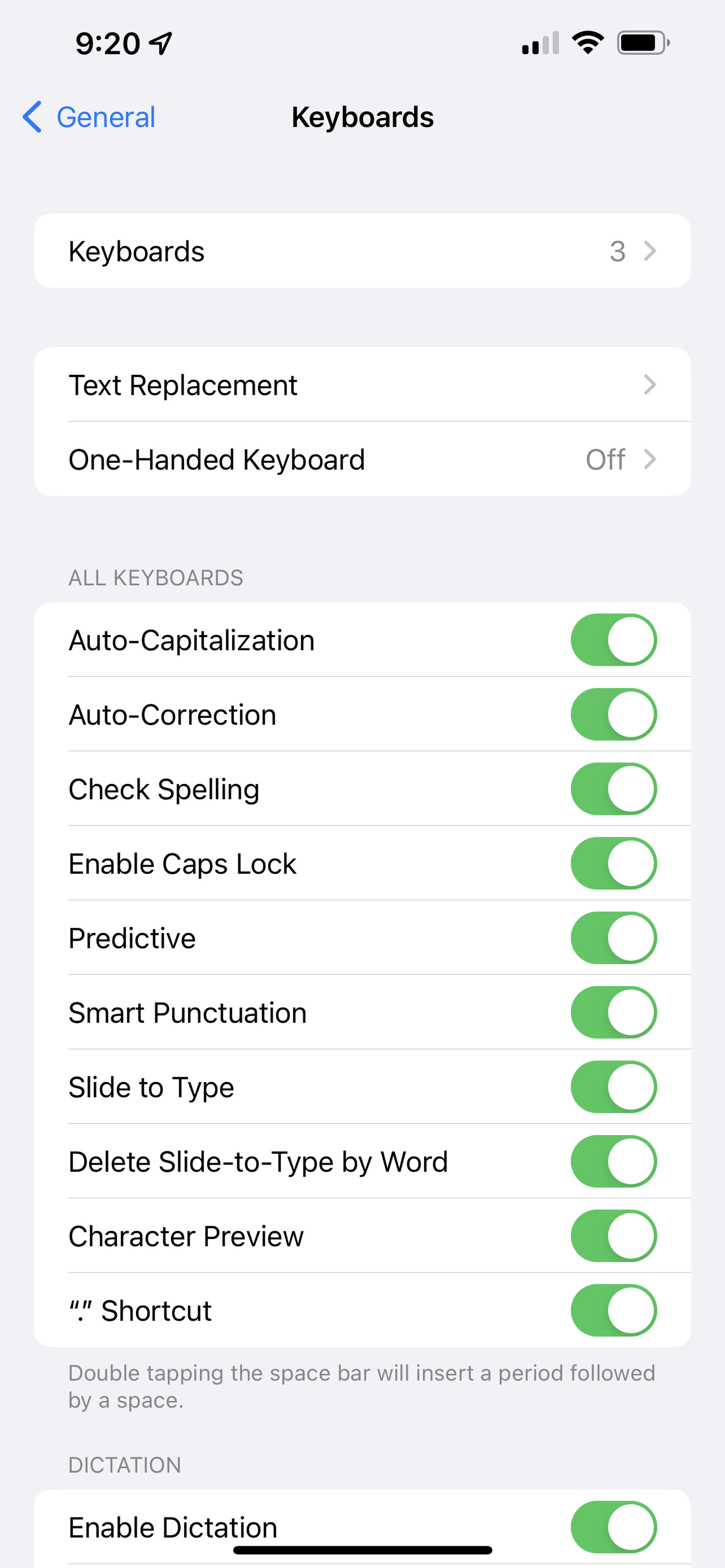 Tap “Text replacement” in your keyboard options menu.