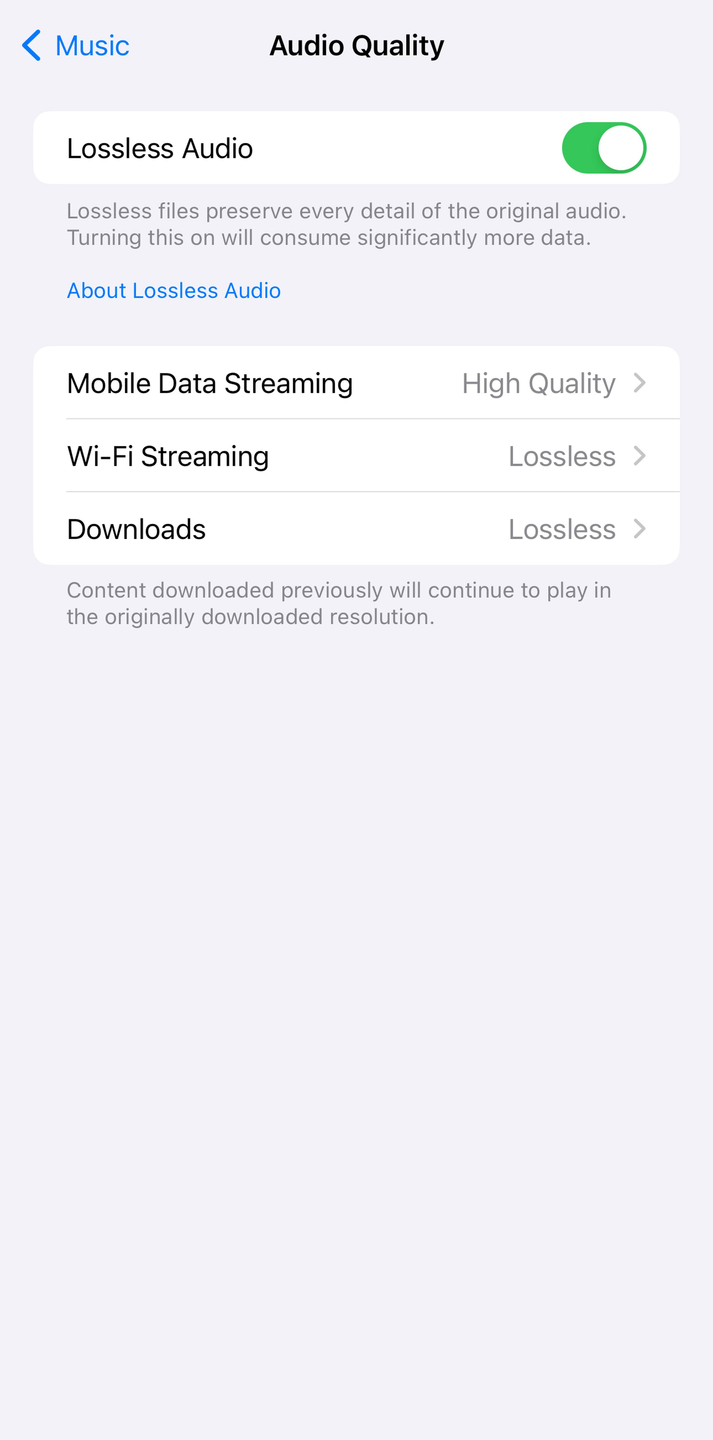 iPhone’s Audio Quality page