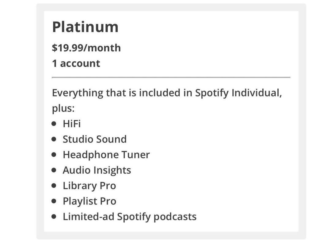 Spotify survey hints at $19.99 ‘Platinum’ plan that would include HiFi