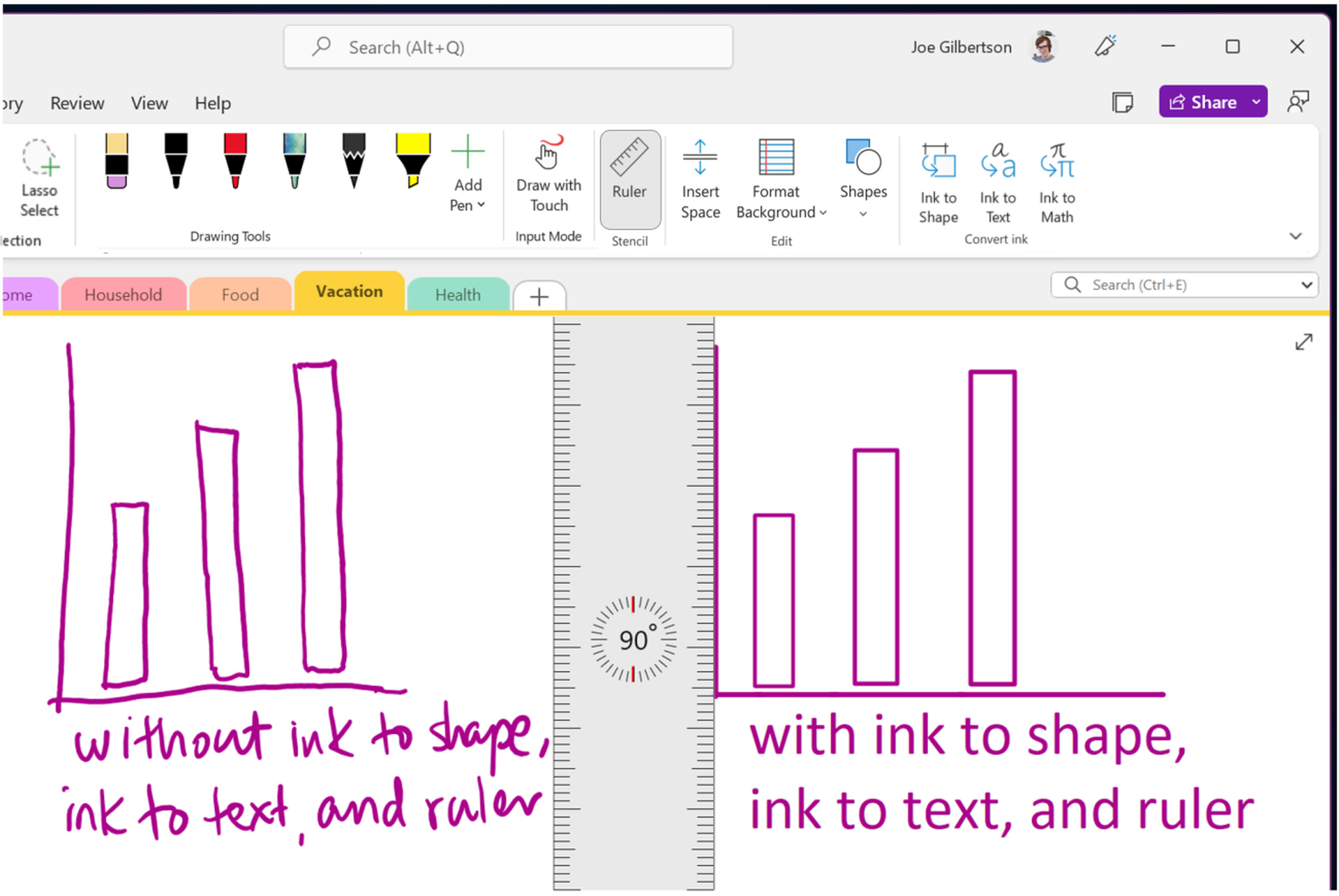 Inking is being improved in OneNote.