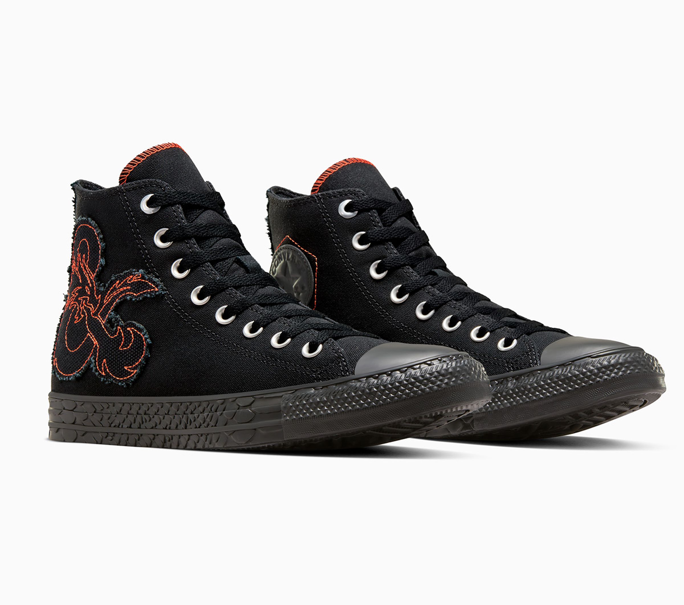 D&amp;D-themed Converse in black and red.