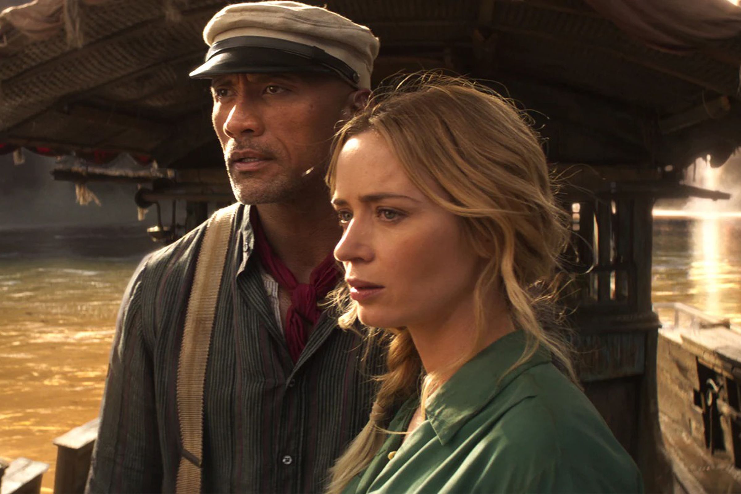 Dwayne Johnson and Emily Blunt in Disney’s Jungle Cruise.