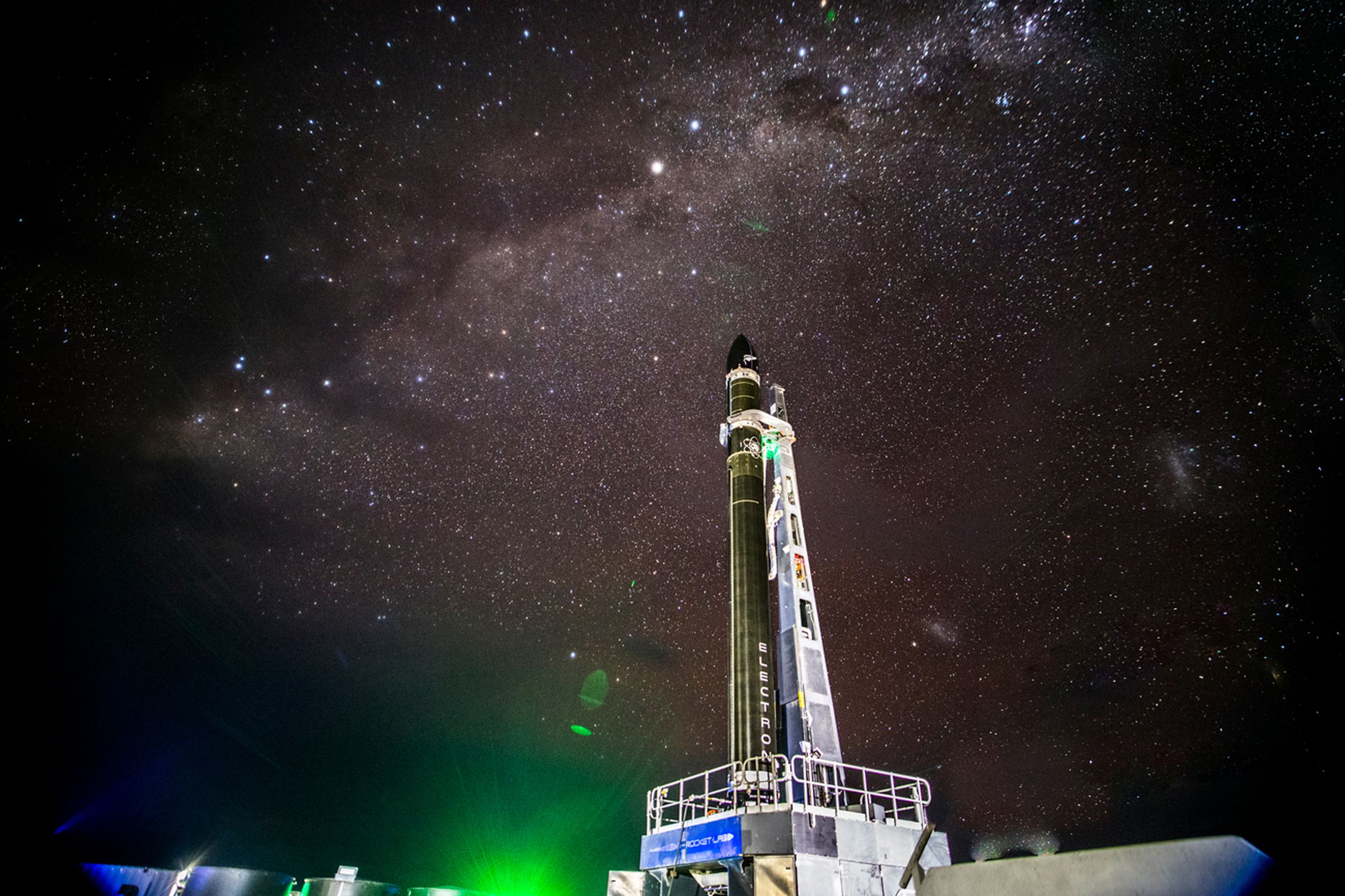 Rocket Lab’s Electron on the company’s New Zealand launchpad.