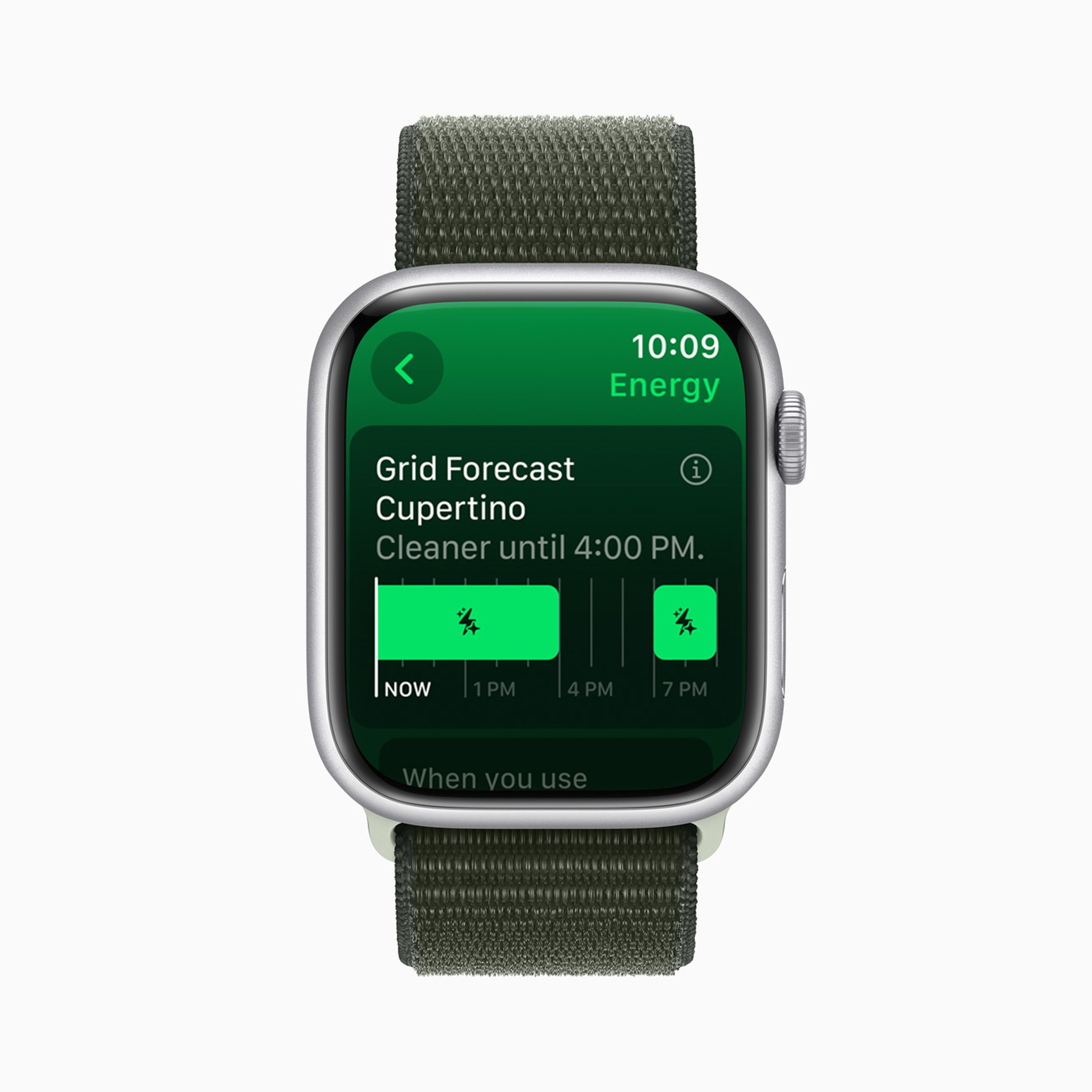 A screenshot of the Grid Forecast feature on an Apple Watch.