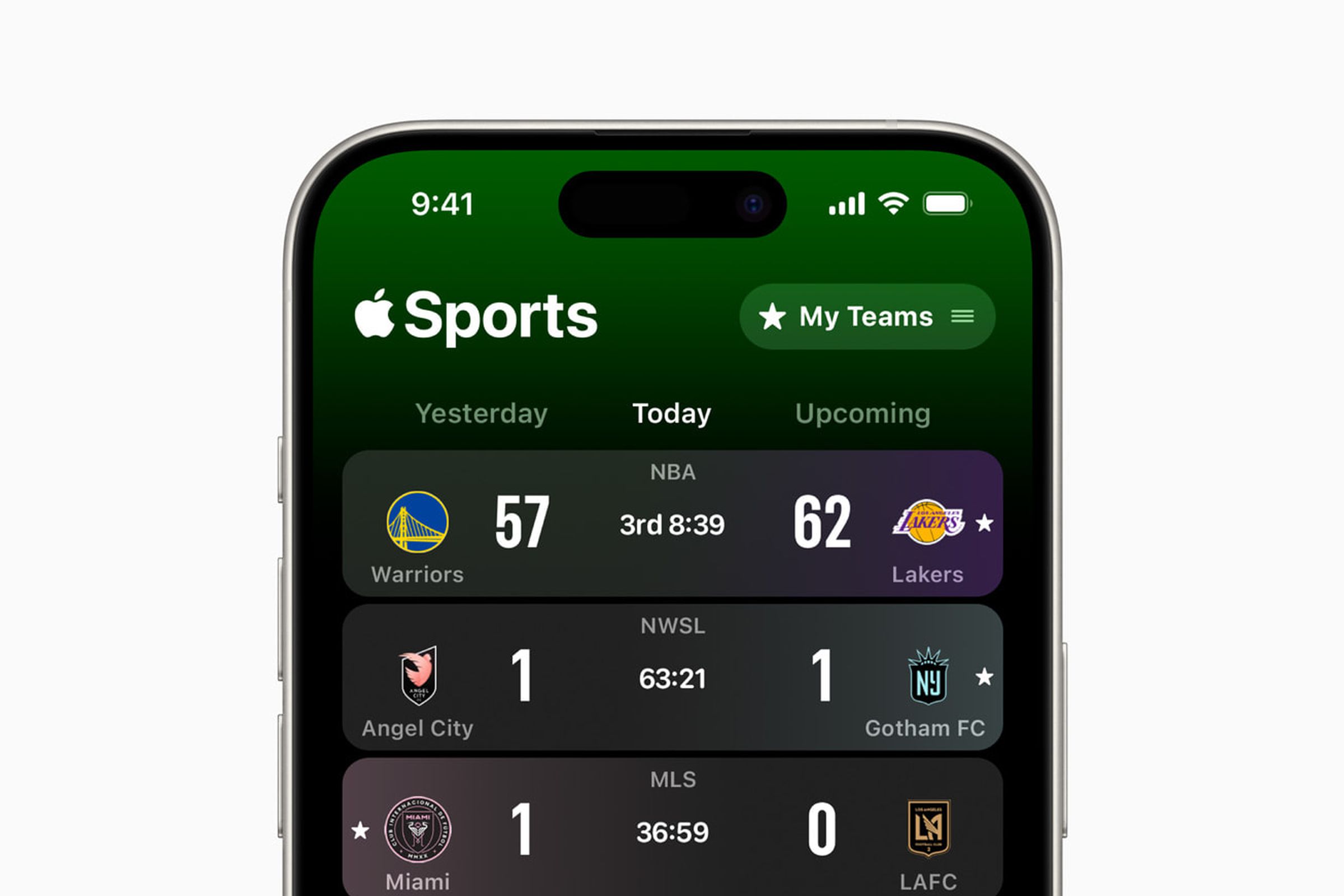 The Apple Sports app for iPhone.