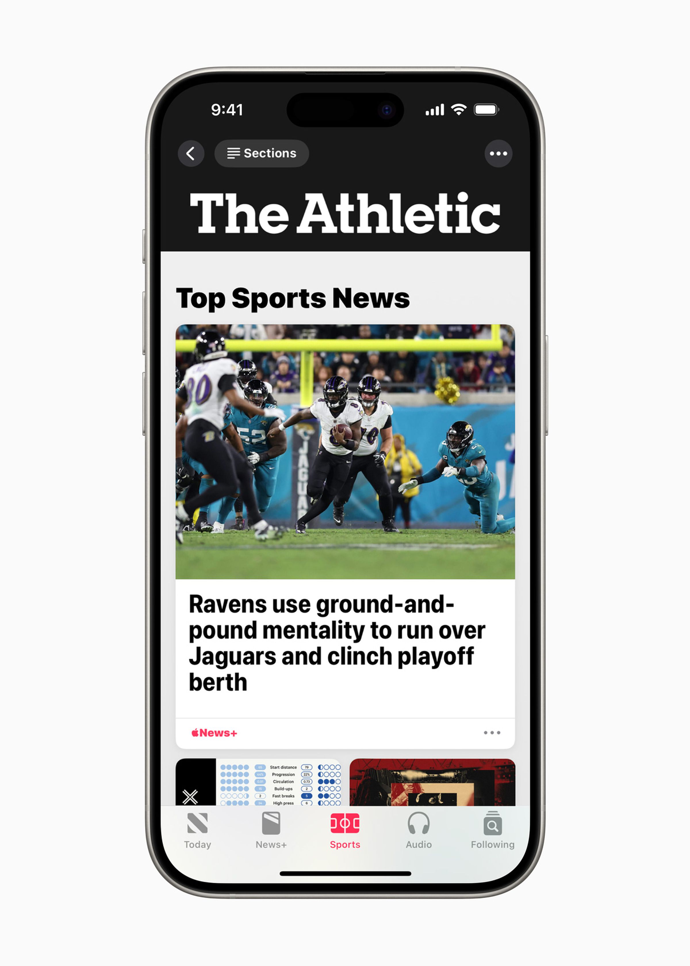 A screenshot of the Apple News app, showiing a story from The Athletic.