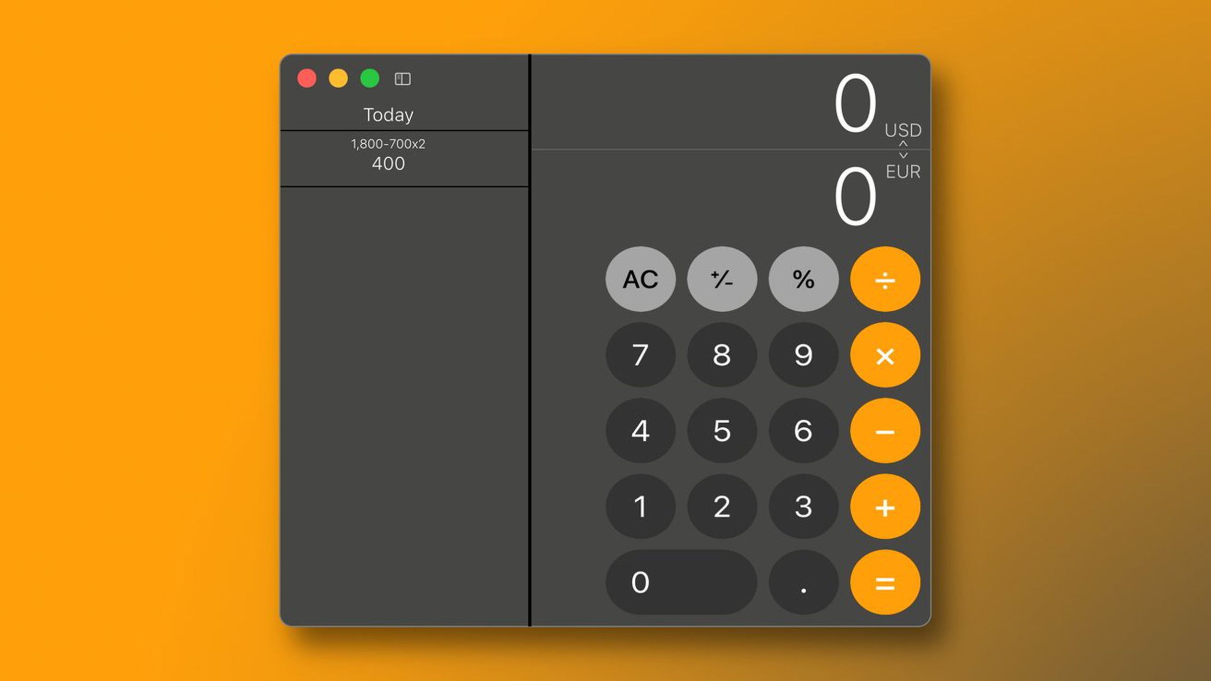 Screenshot showing a redesigned Calculator app with a history and restyled buttons.