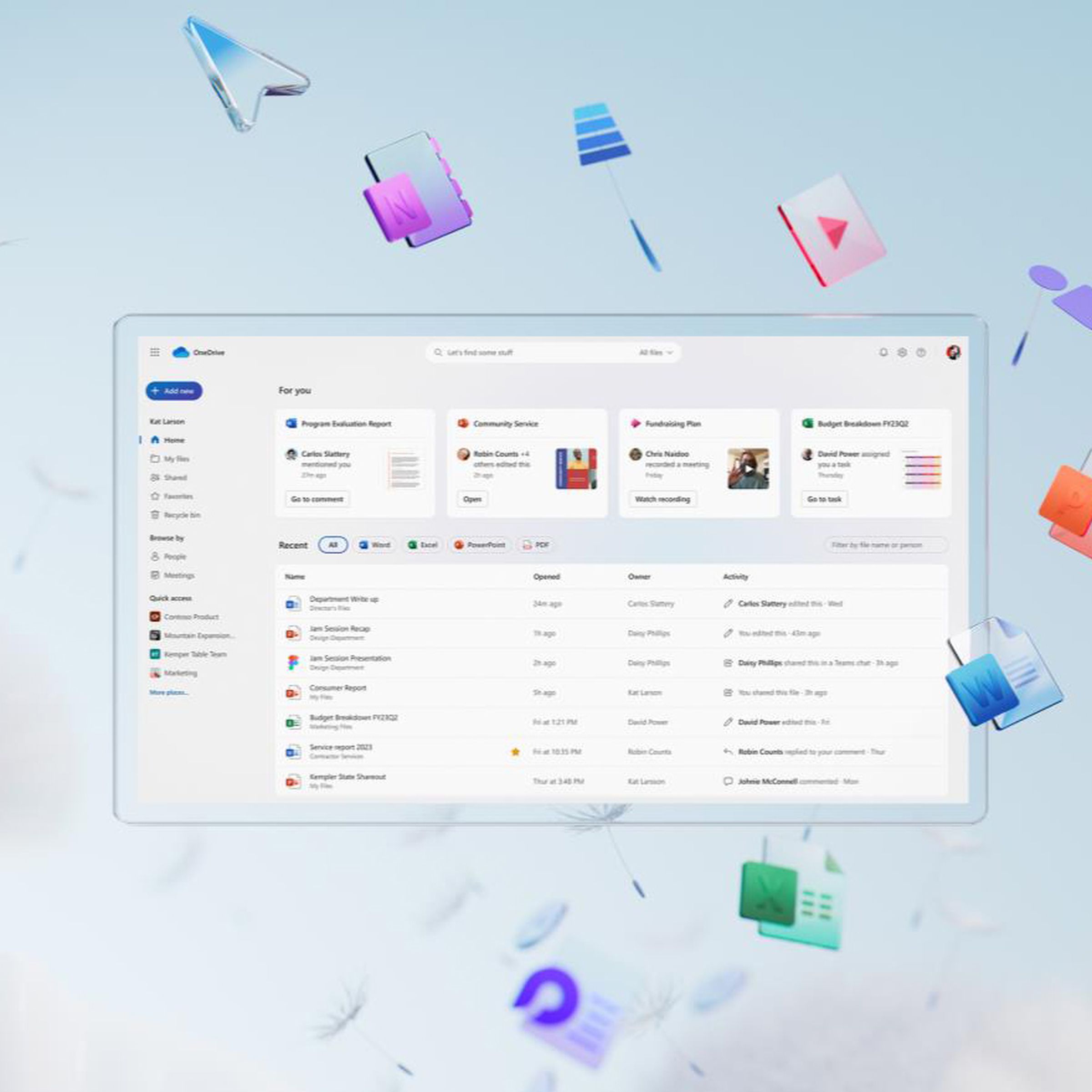 Illustration of the new OneDrive UI