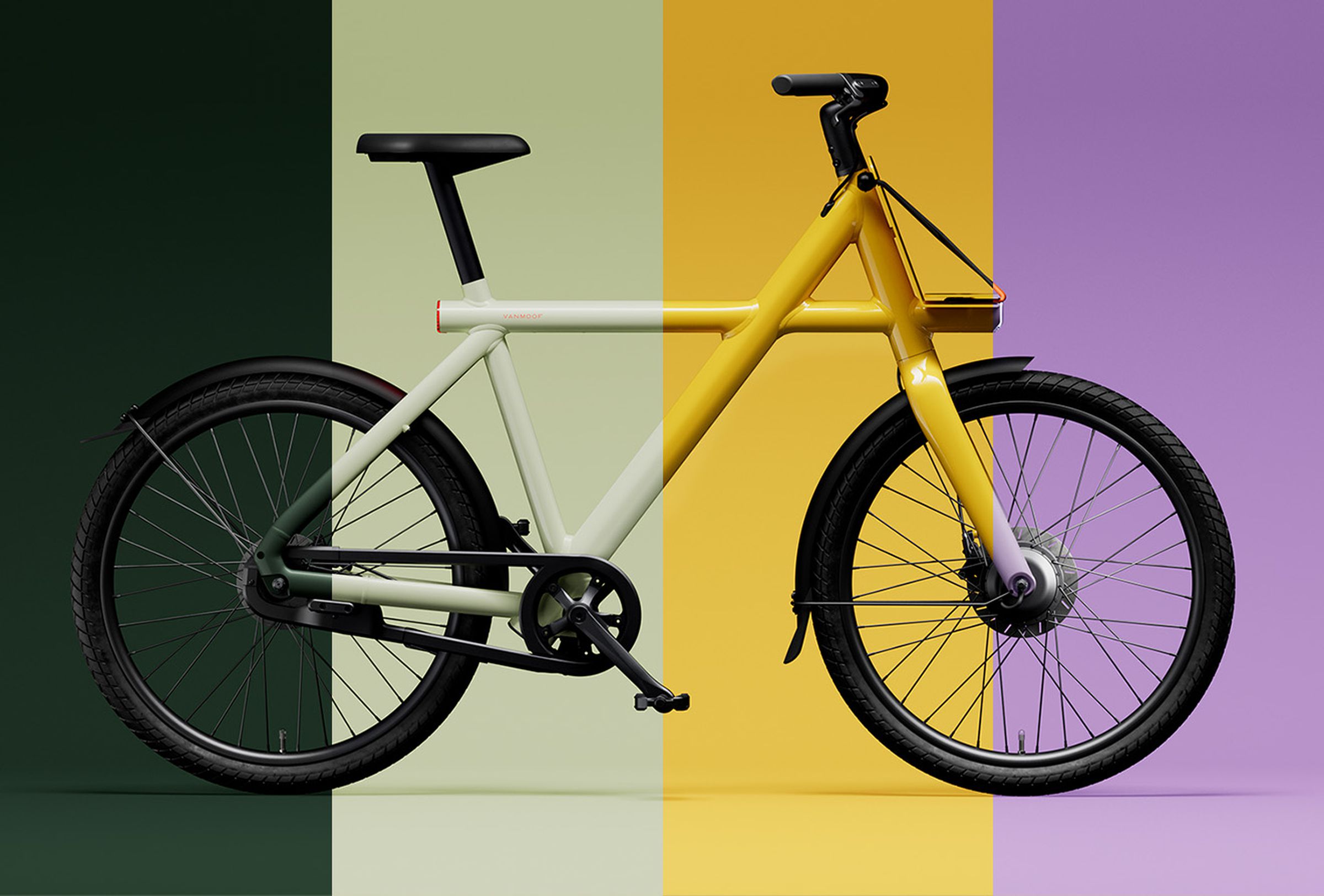 The VanMoof X4 showing all four color options for it and the S4.