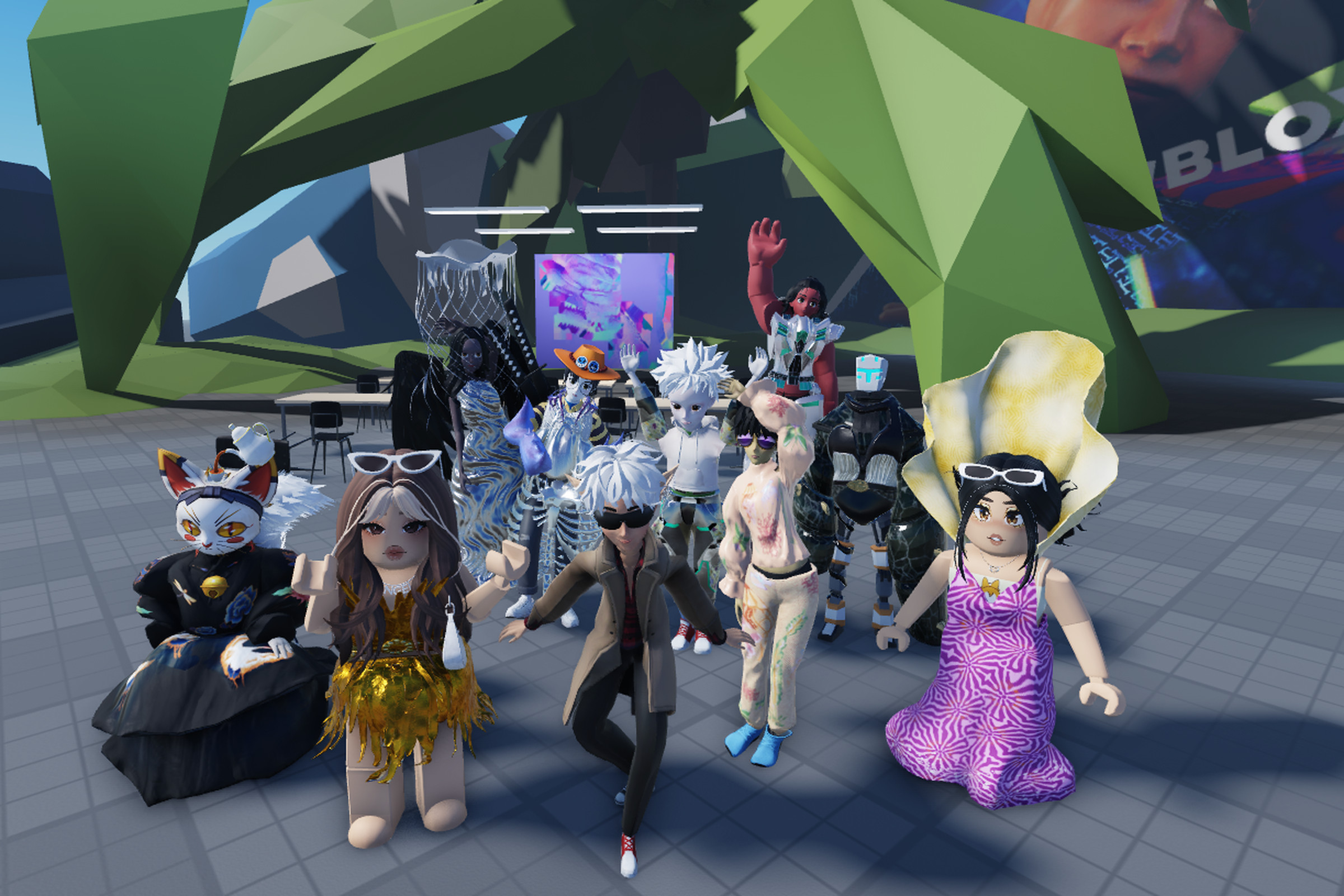 Virtual Roblox avatars designed by students from the Parsons School of Design. 
