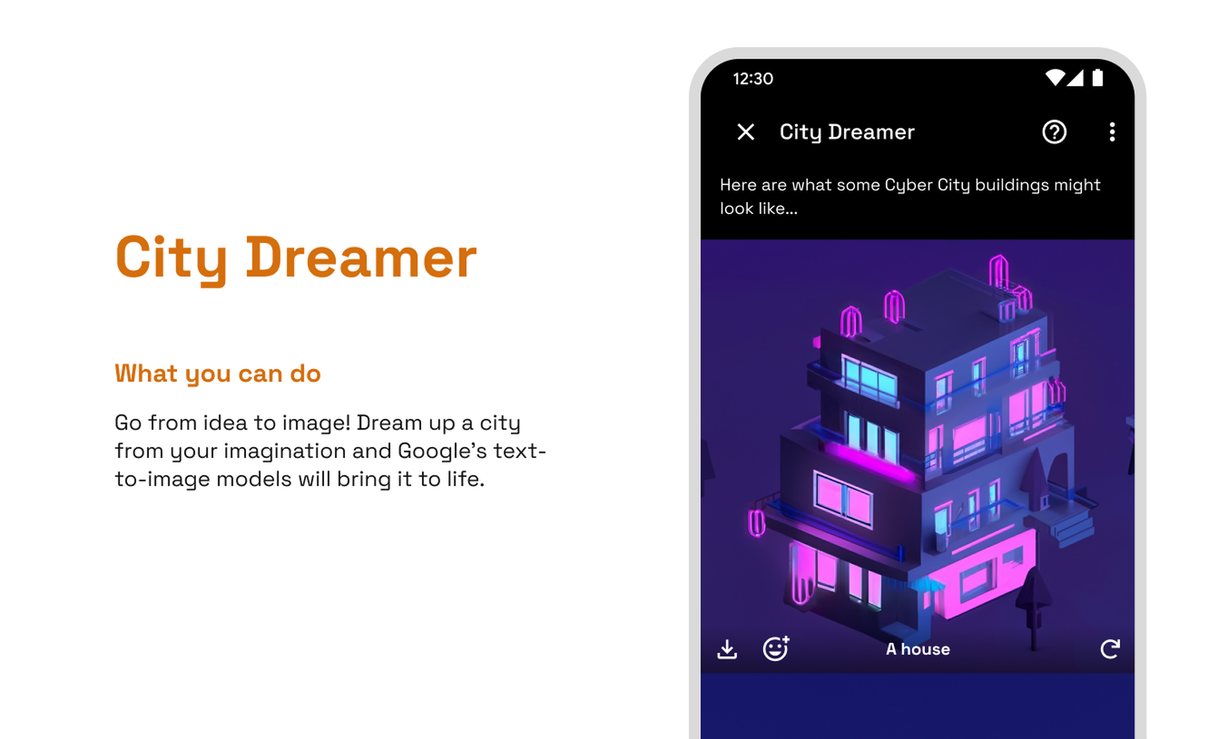 The “City Dreamer” task lets users request themed city buildings in isometric designs.