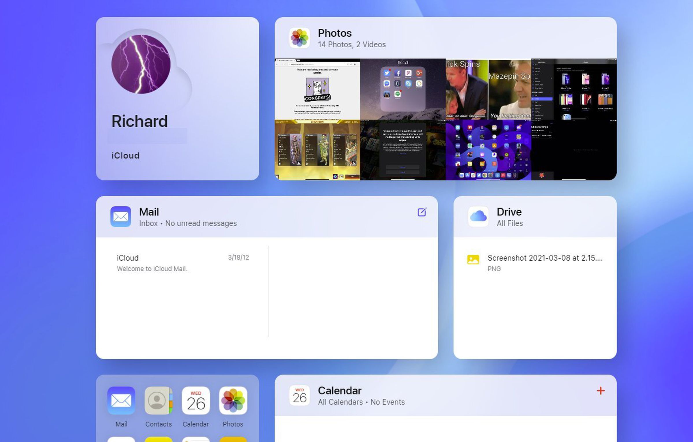 Screenshot of the new beta iCloud UI.