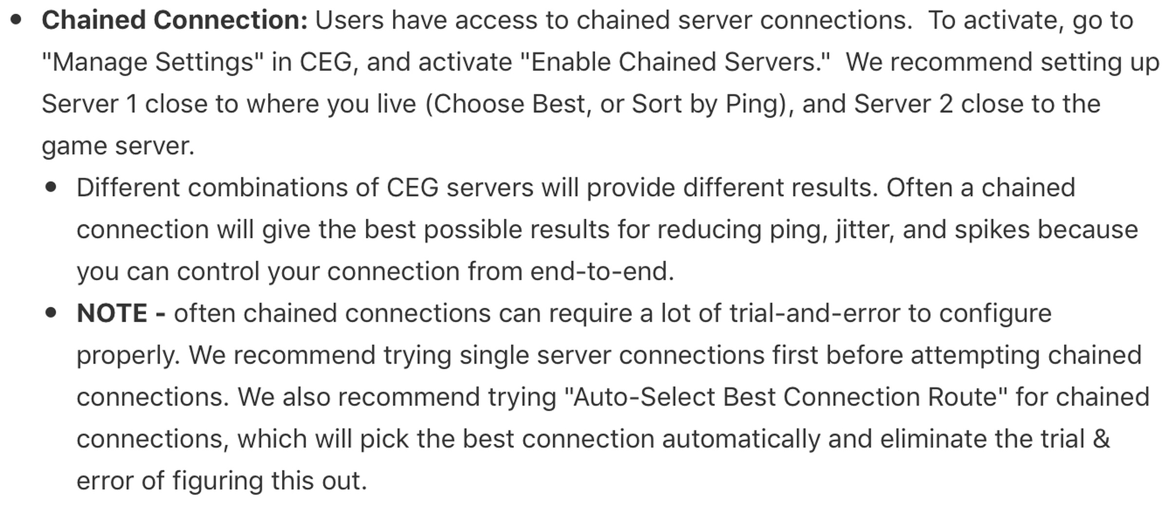 Cox says gamers can control their connection to a server from end to end.