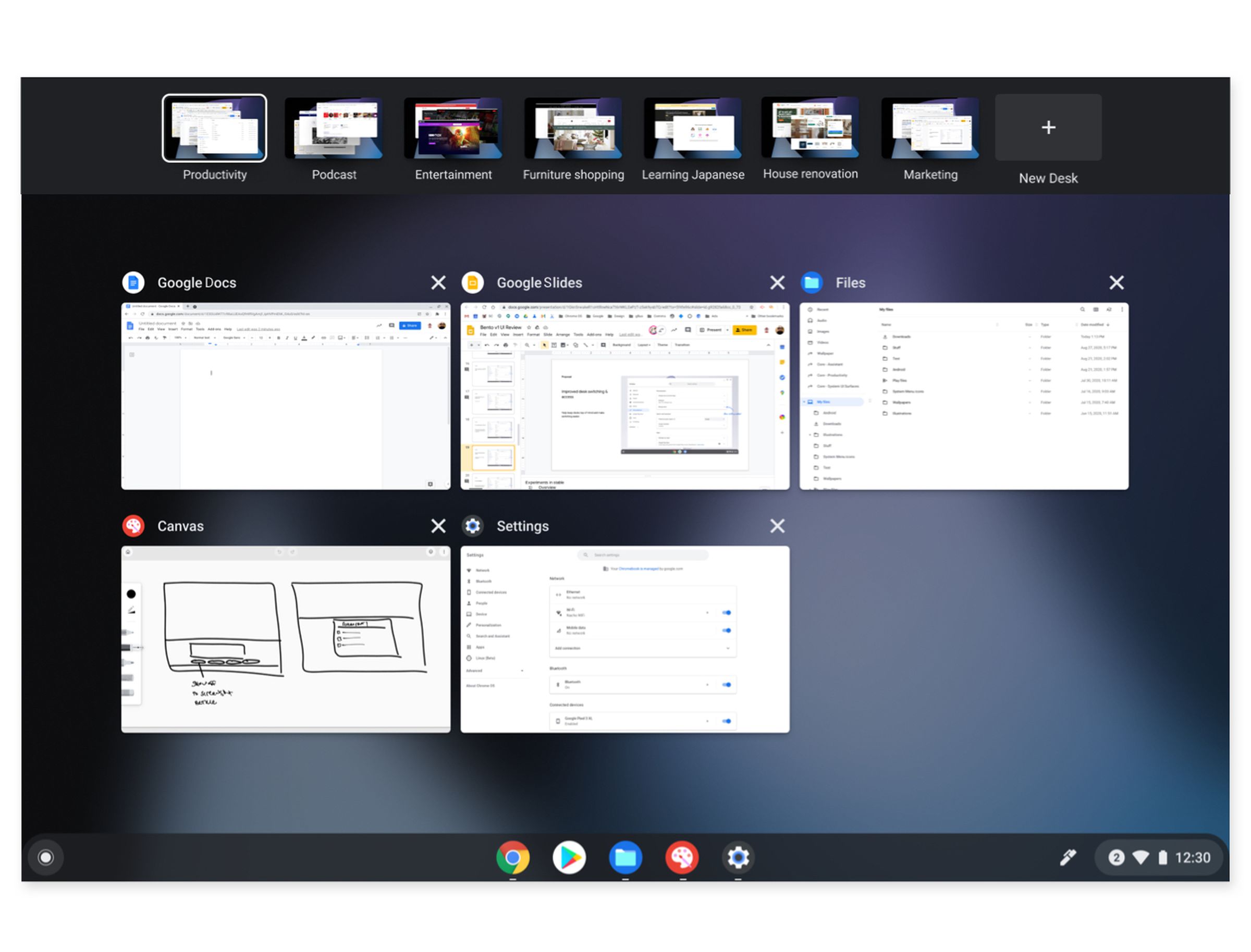 Virtual desktops improvements in Chrome OS.