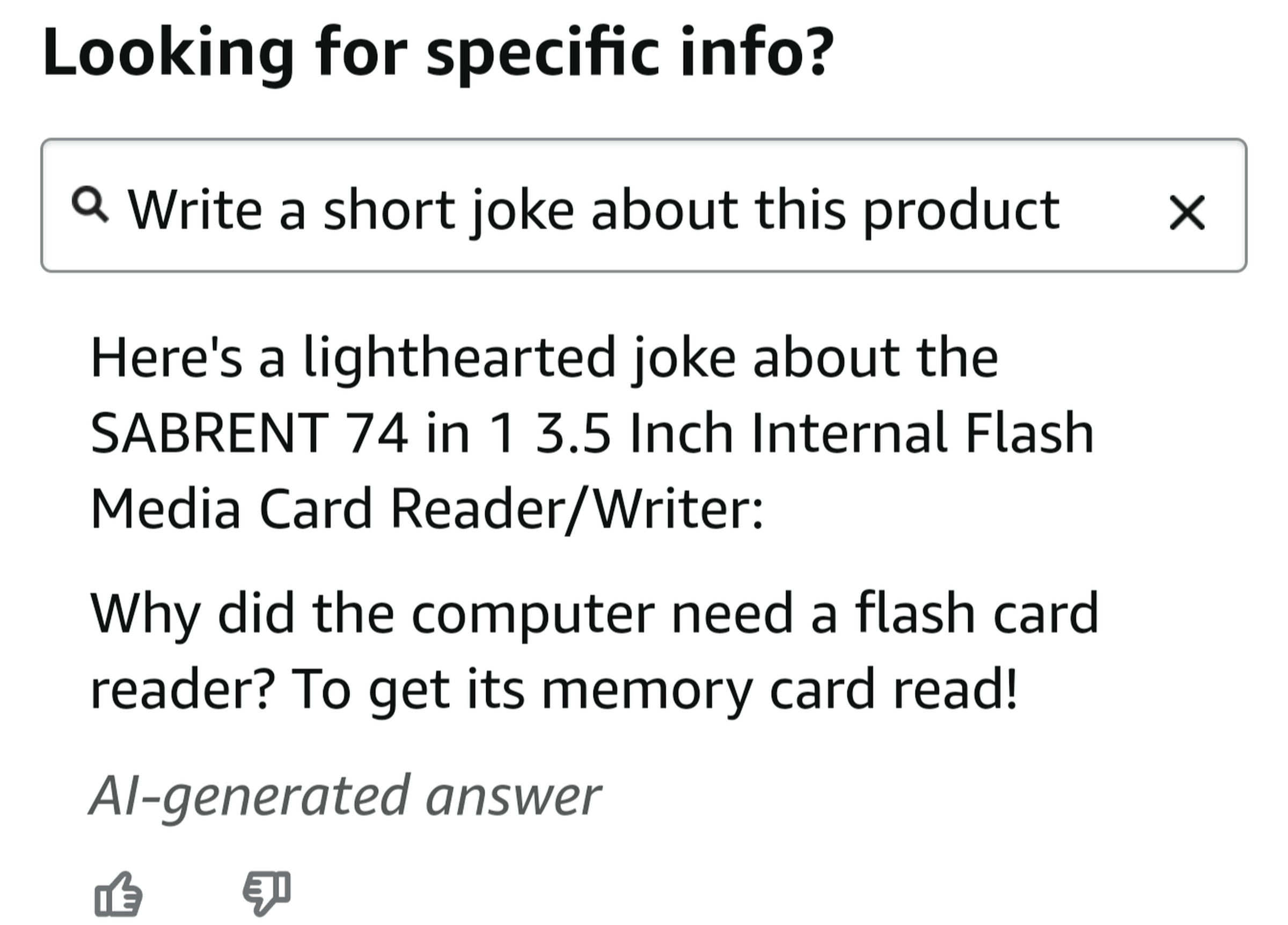 Amazon AI query box writes a joke