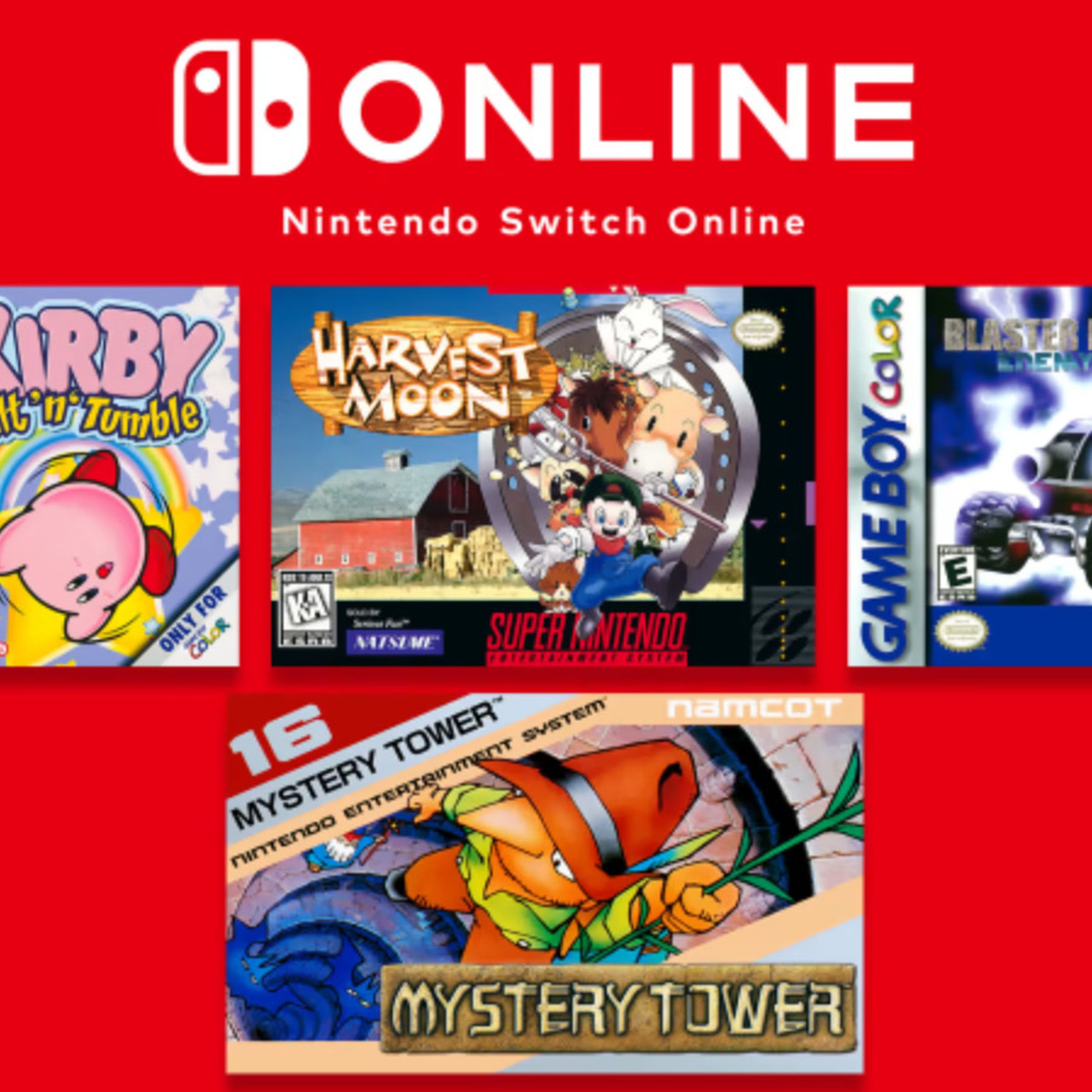 Four game covers showing the retro games coming to Switch this month.