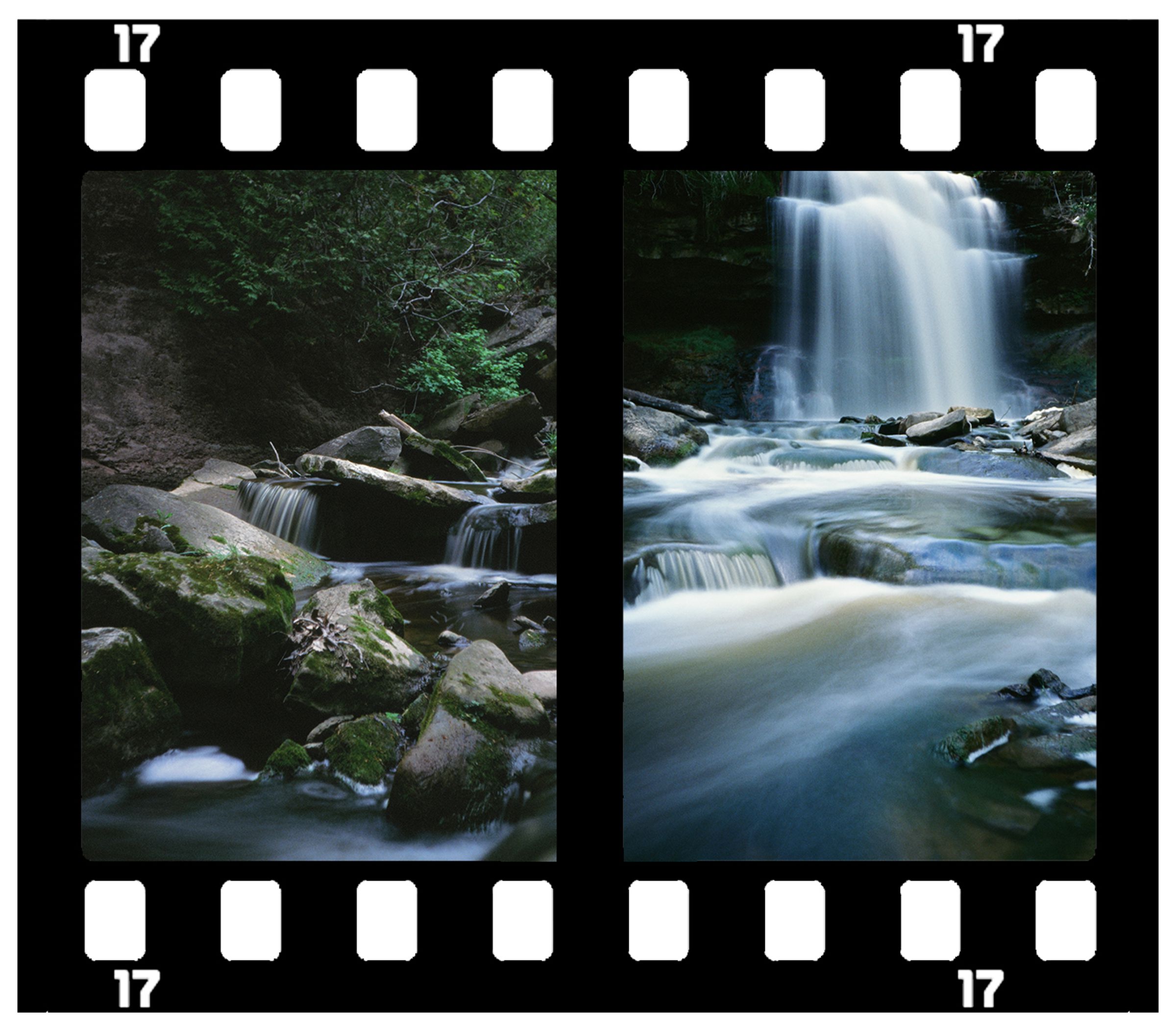 A simulation of how the Pentax 17’s half-frame images are captured on a segment of 35mm film.